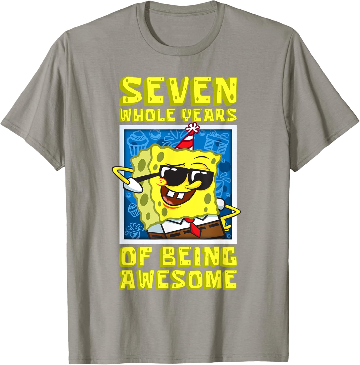 Mademark SpongeBob Seven Years of Awesome 7th Birthday Gift T-Shirt - 3