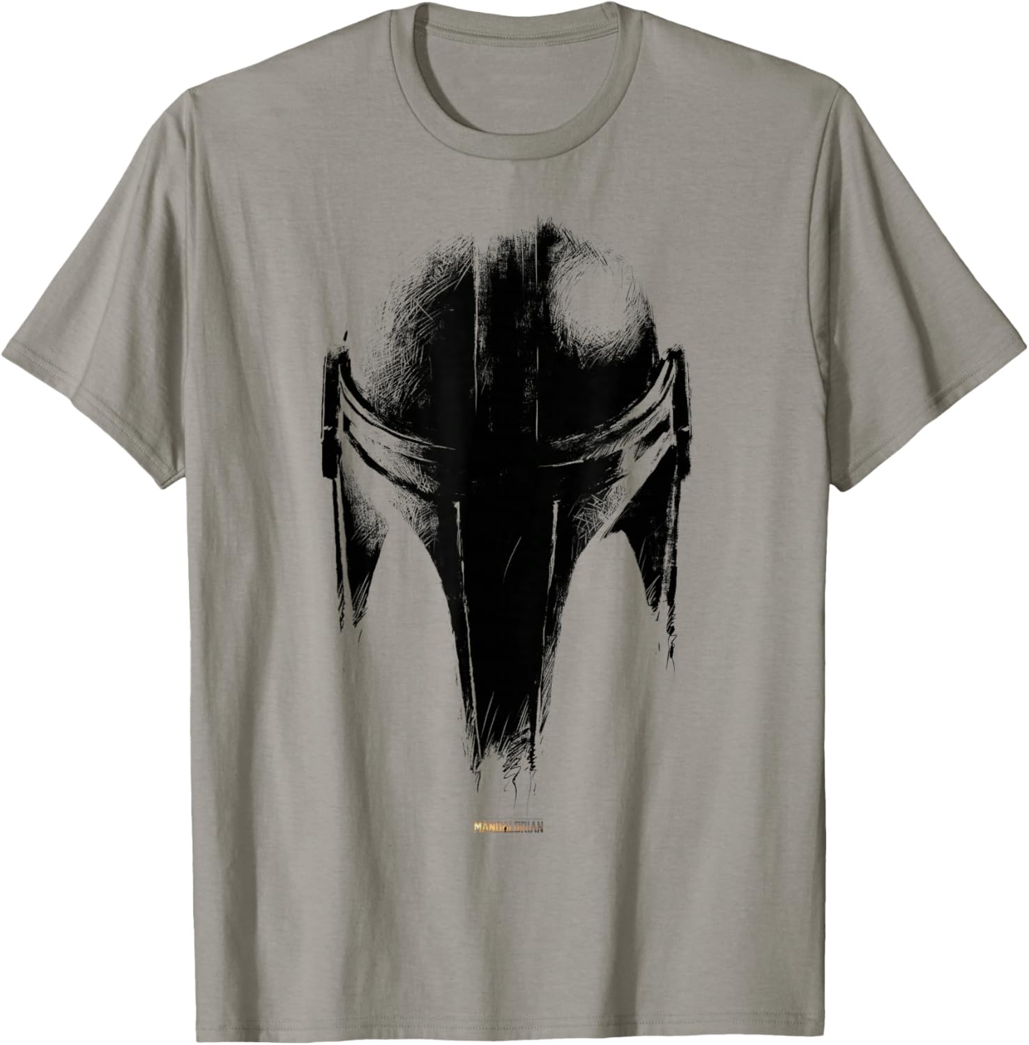 Star Wars The Mandalorian Dark Helmet Sketched T-Shirt for Fans - 3