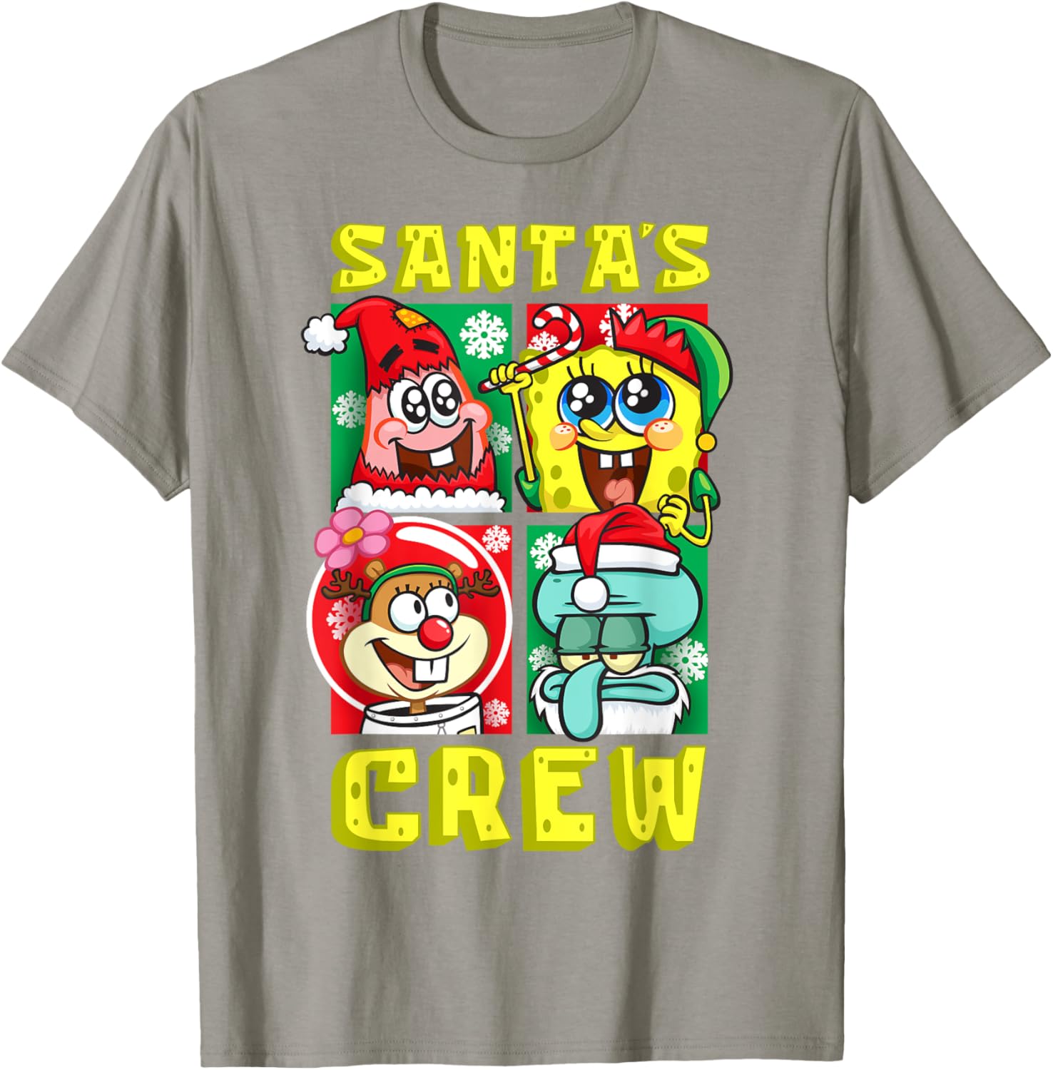 Mademark SpongeBob Christmas Crew Fun T-Shirt with Santa Patrick Sandy Squidward - 3