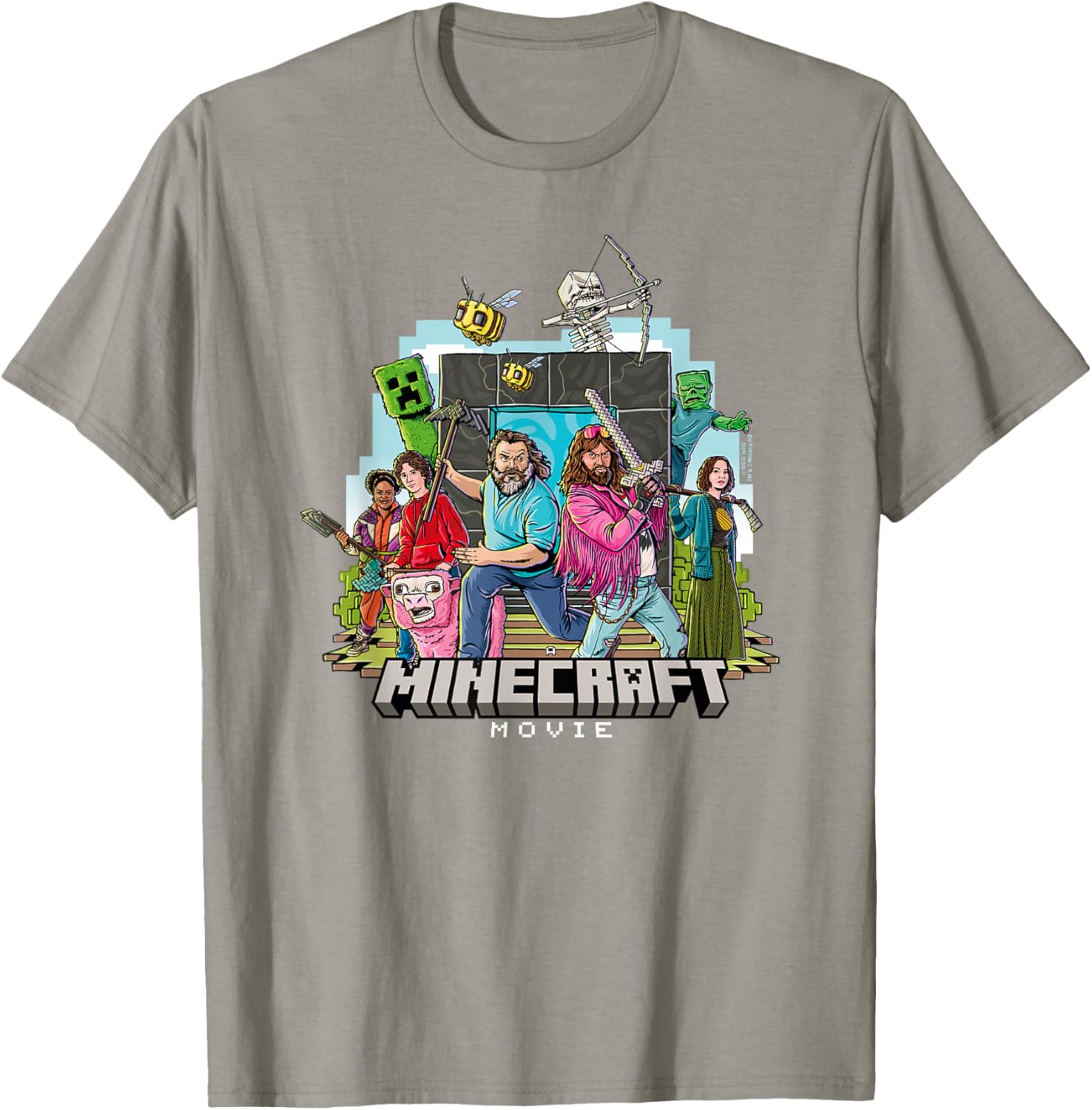 Minecraft Movie Character Group Shot T-Shirt in Cartoon Style - 3