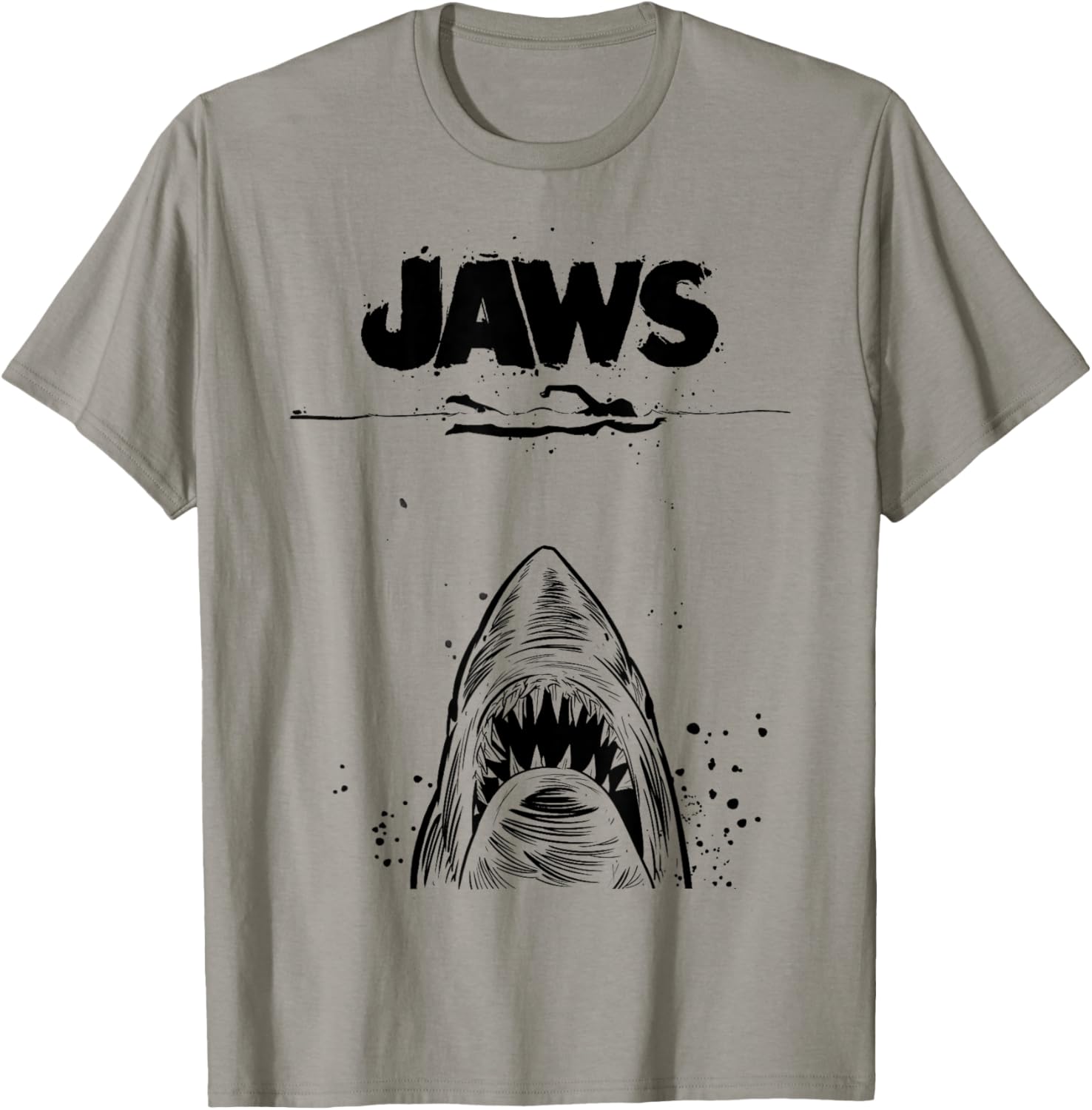 Jaws 50th Anniversary Black and White Sketch 2-Sided T-Shirt - 14