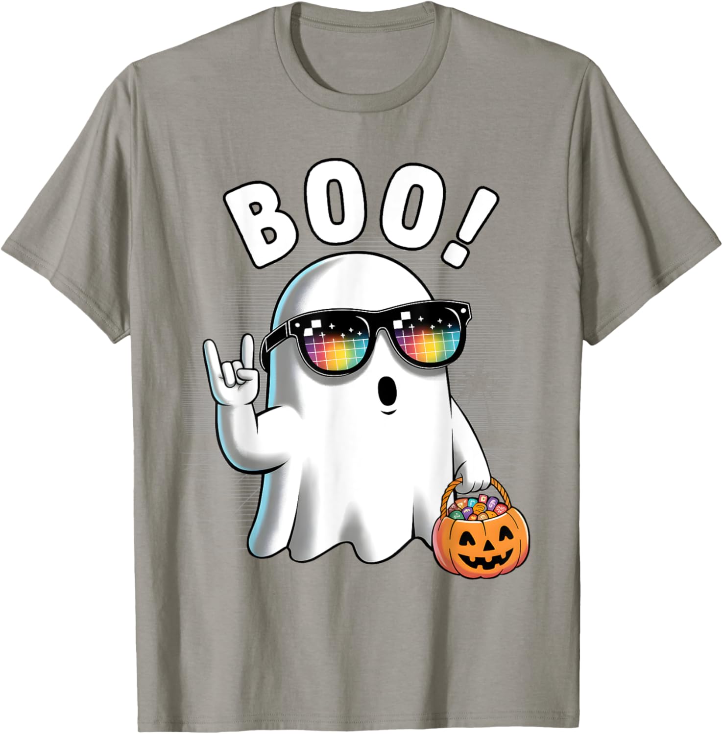 Rock Ghost Retro Halloween Pumpkin T-Shirt for Fun Spooky Style - 20