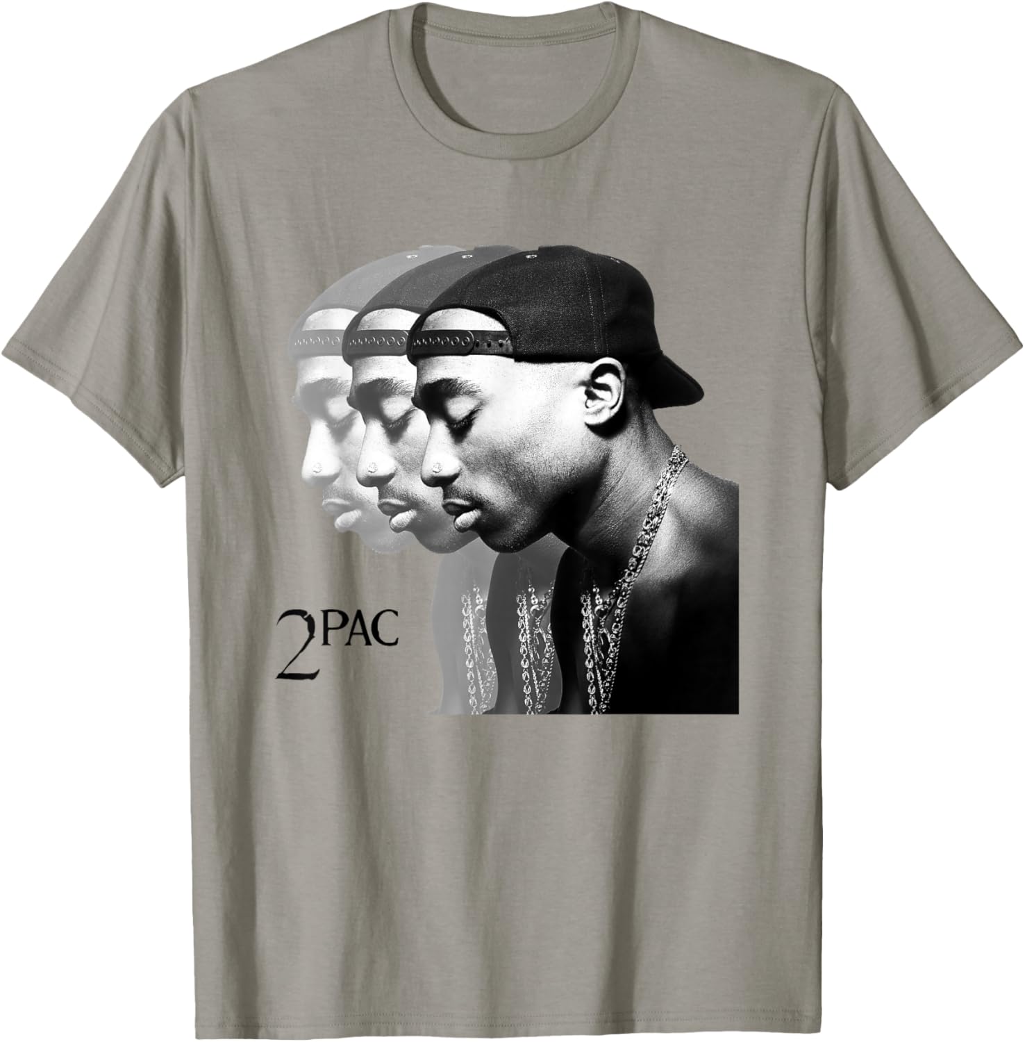 Tupac Shakur Unisex Repeat T-Shirt in Blue, Short Sleeve Cotton Blend - 7