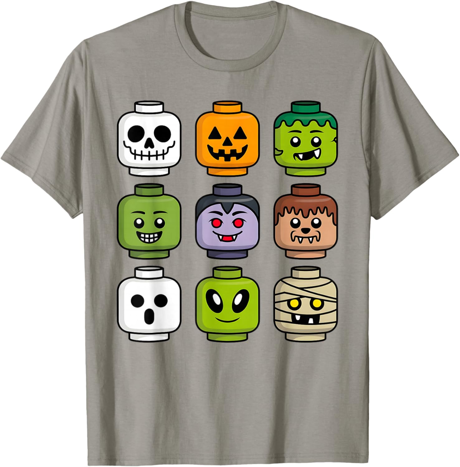 Halloween Building Brick T-Shirt for Boys with Pumpkin Ghost and Zombie Design - 3