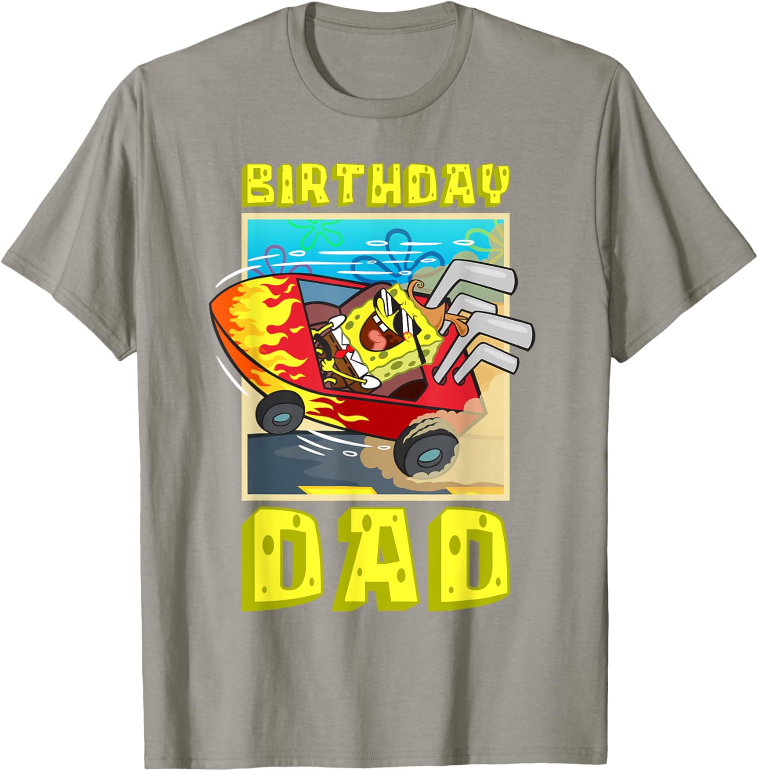 SpongeBob Birthday Dad Driving Super Car T-Shirt for Father's Day Fun - 10