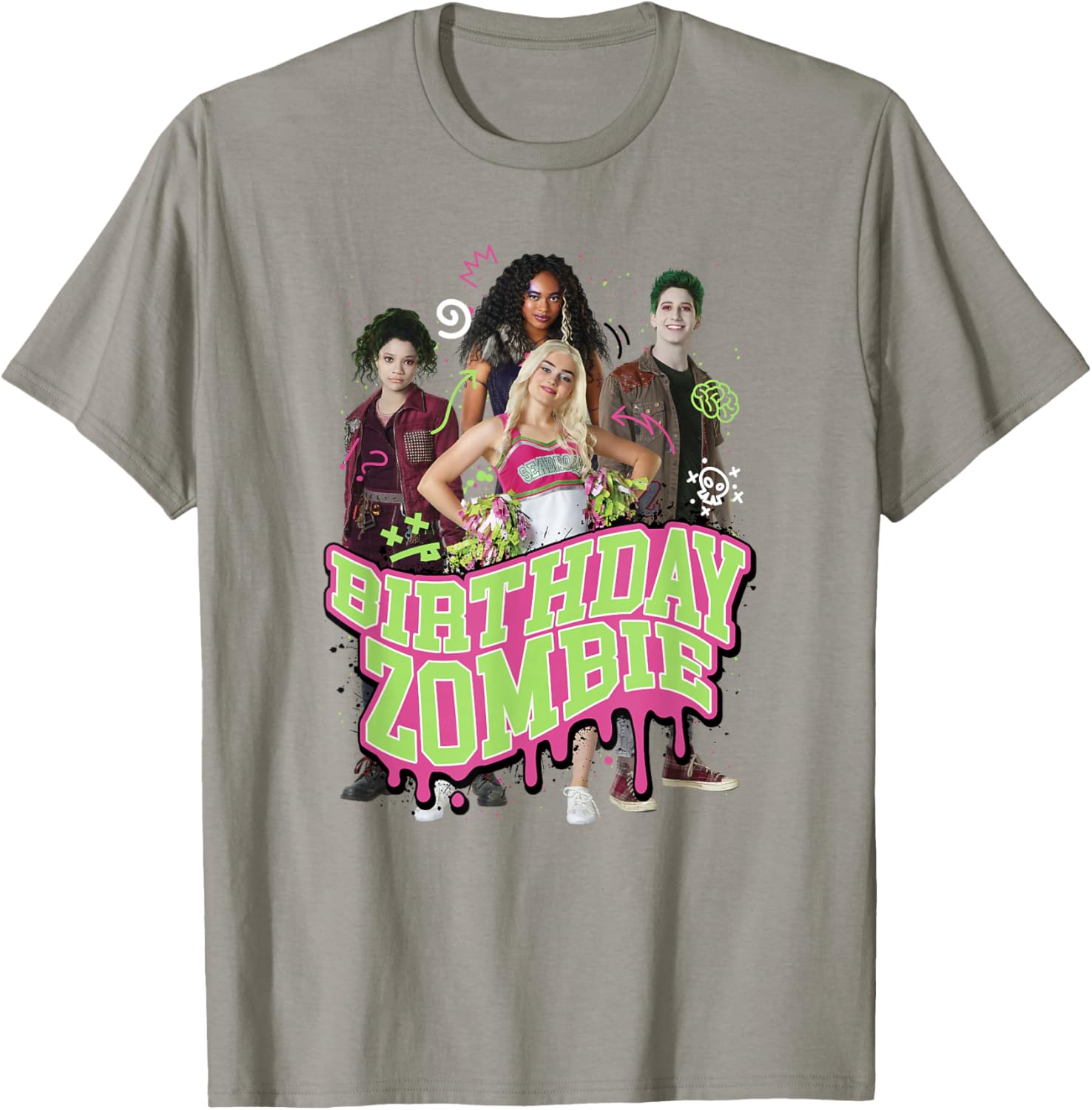 Disney Zombies Birthday Zombie Group Poster T-Shirt for Kids and Fans - 7