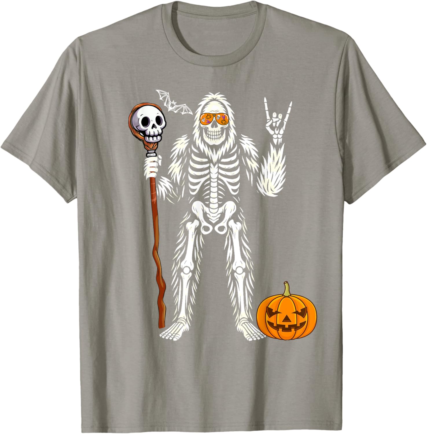 Halloween Skeleton Bigfoot Pumpkin Skull T-Shirt for Men and Boys - 9
