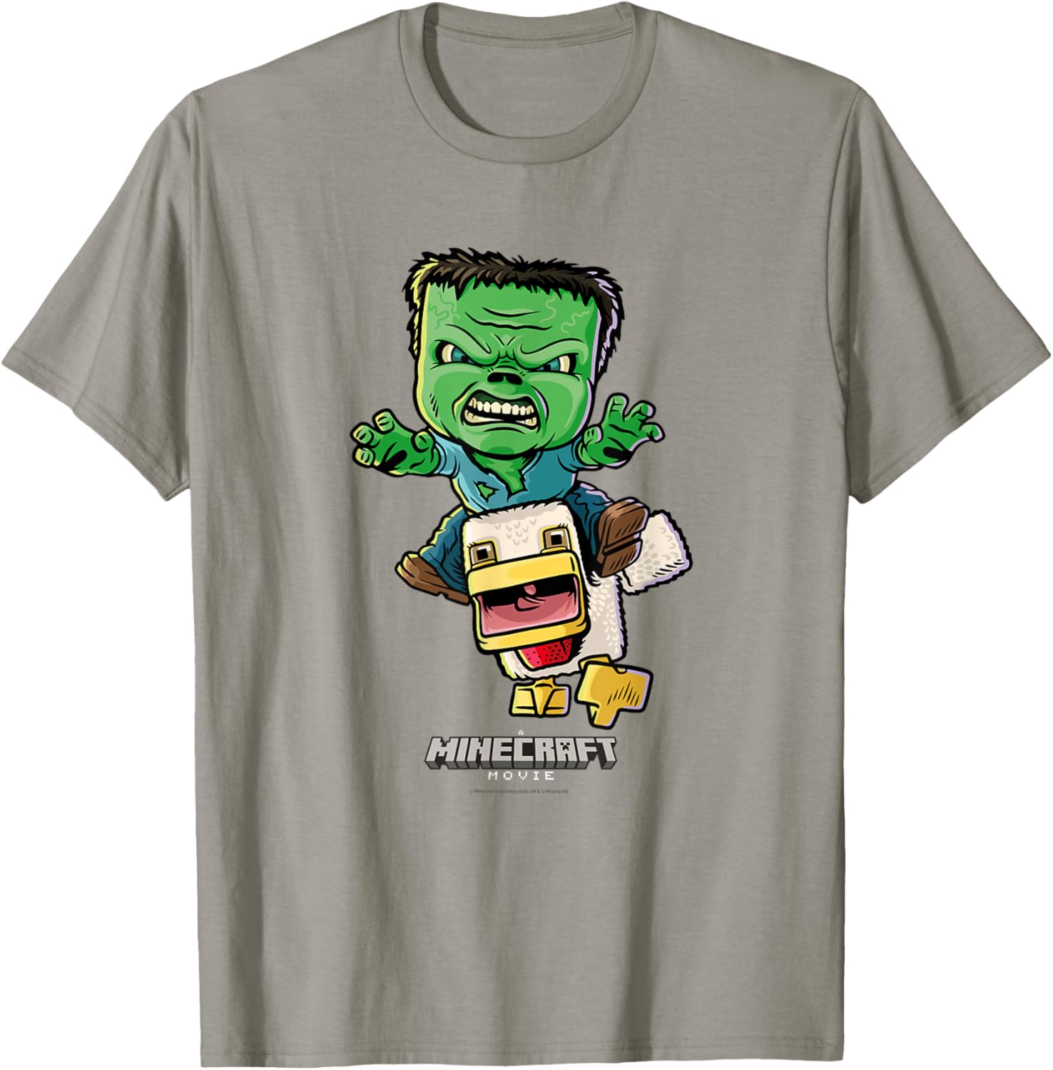 Minecraft Chicken Jockey Baby Zombie Animated T-Shirt for Kids and Fans - 4