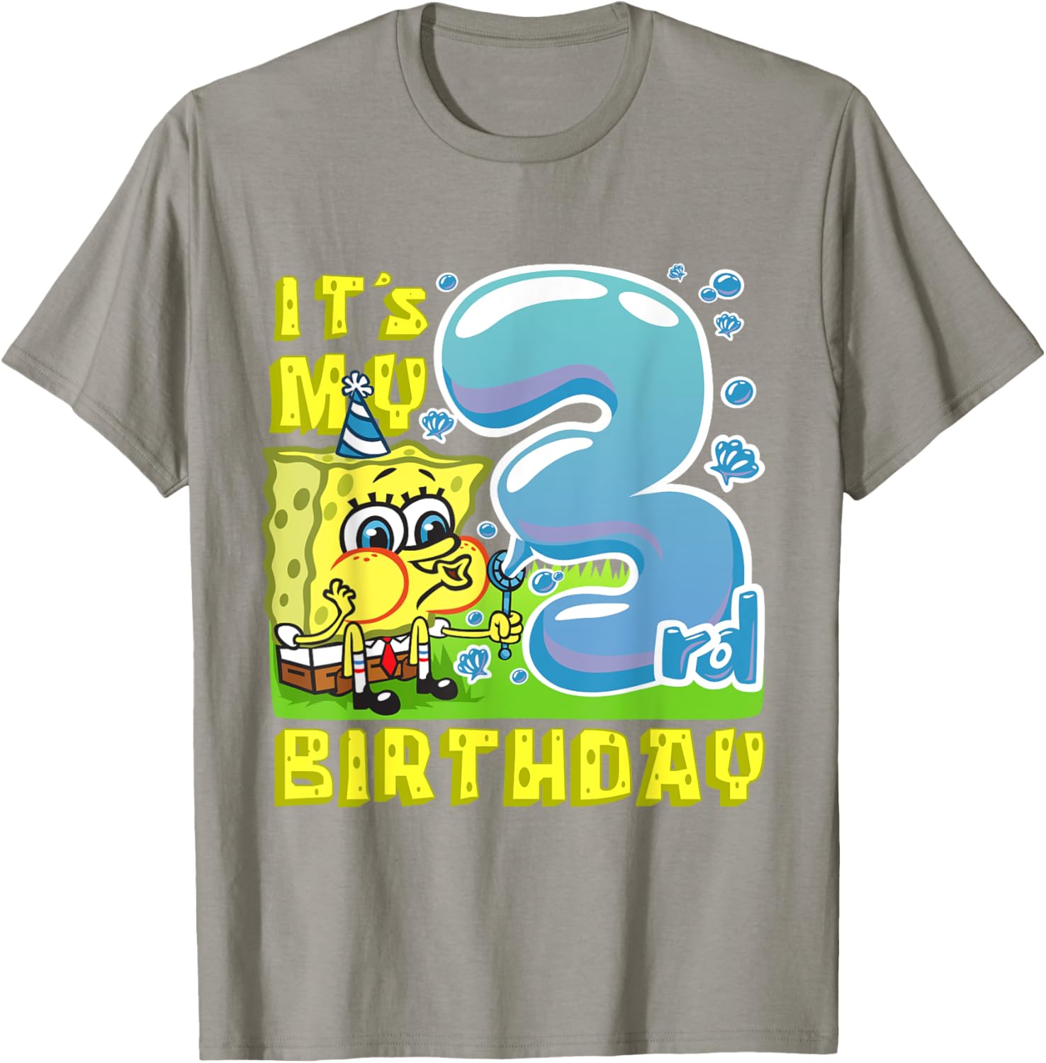 Mademark SpongeBob Third Birthday T-Shirt for Boys and Girls - 8