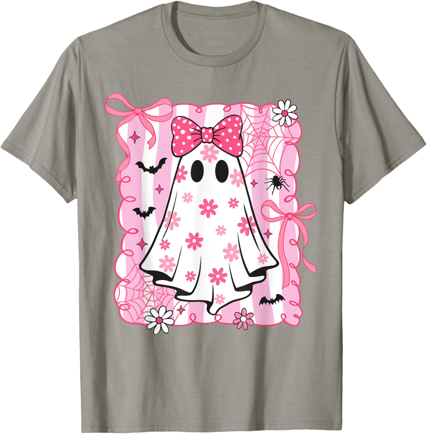 Spooky Vibes Pink Ghost T-Shirt for Women and Kids - Perfect Halloween Style - 4