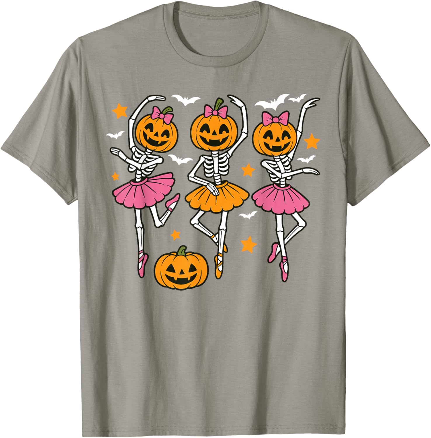 Cute Girls Halloween Ballet Skeleton Pumpkin T-Shirt for Festive Fun - 7