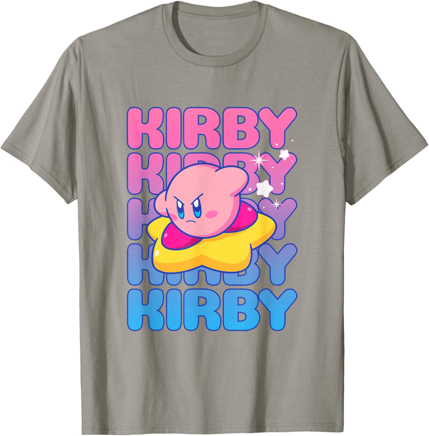 Kirby Nintendo Big Bubble Text Stack T-Shirt for Gamers and Fans - 8