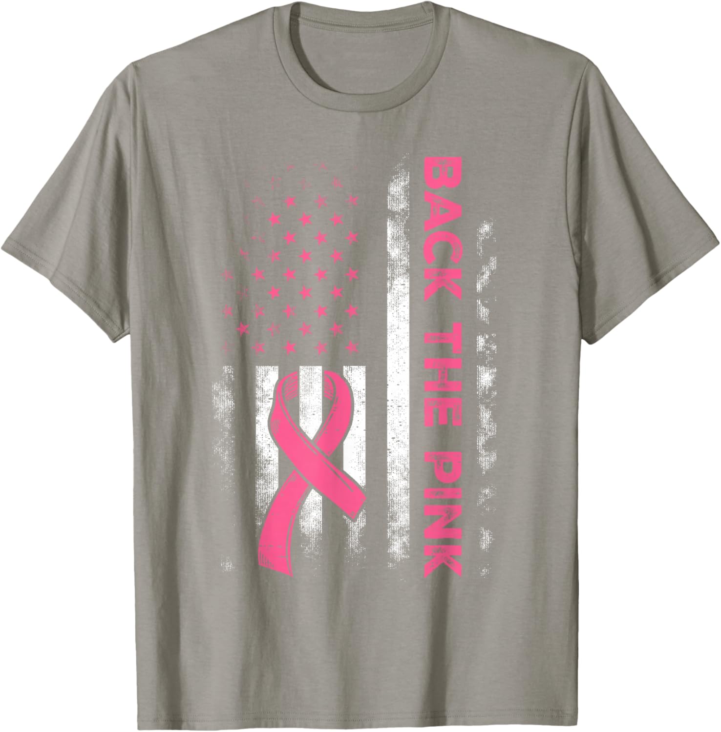 Back The Pink US Flag Breast Cancer Awareness T-Shirt for All Ages - 23