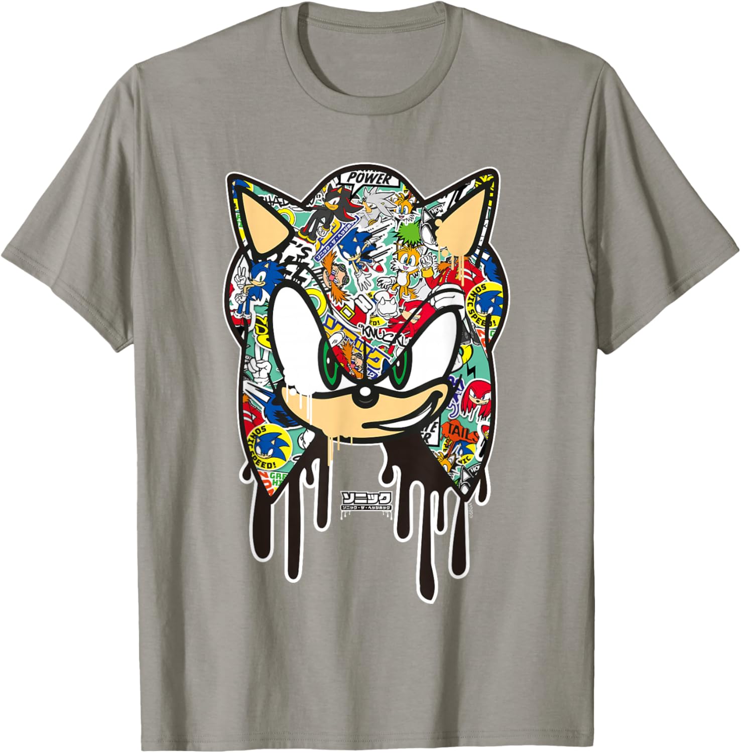 Sonic the Hedgehog Sticker T-Shirt for Fans of Cool Cartoon Style - 24