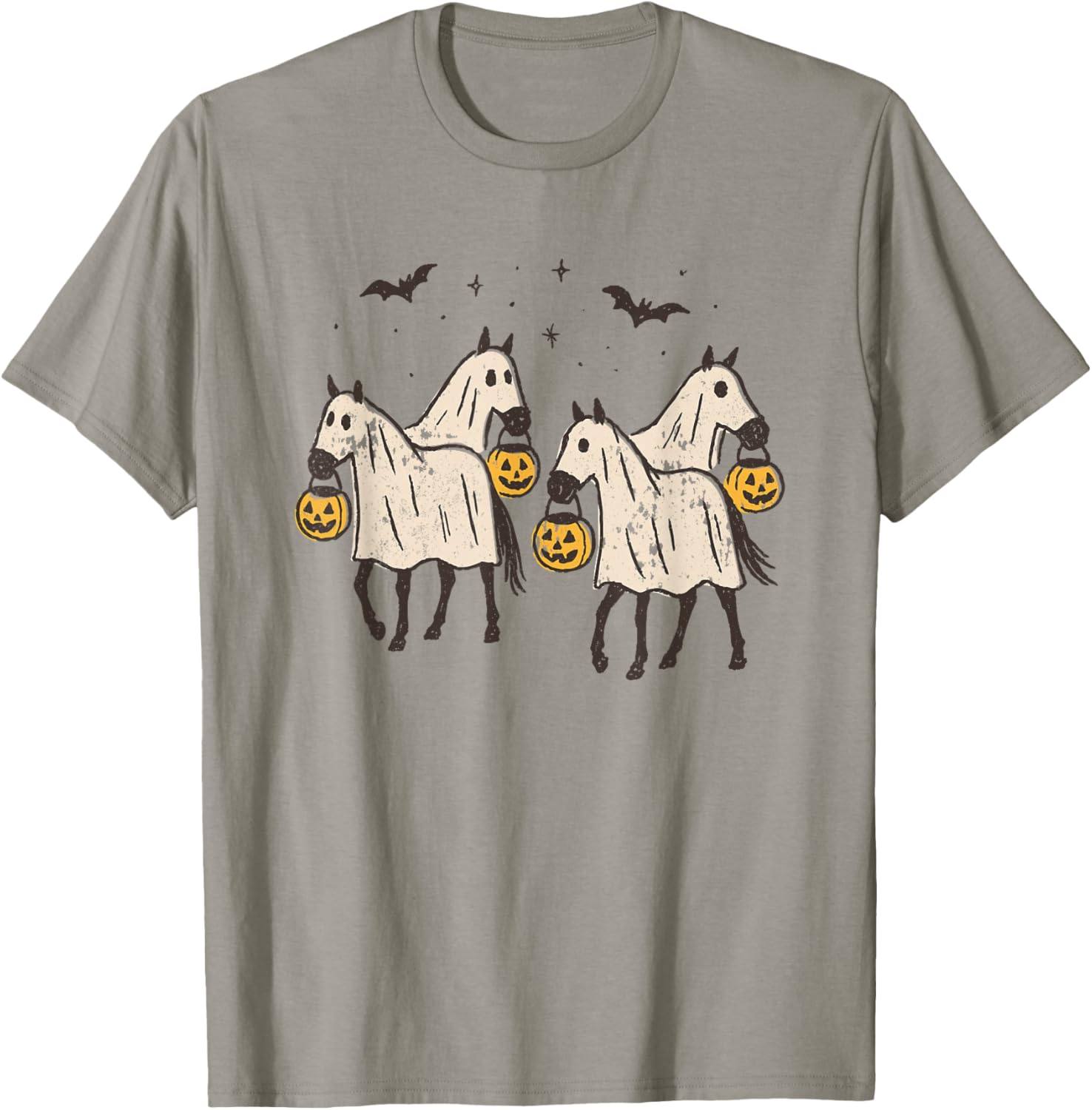 Cute Ghost Horses Halloween Trick or Treat T-Shirt for Kids and Adults - 3