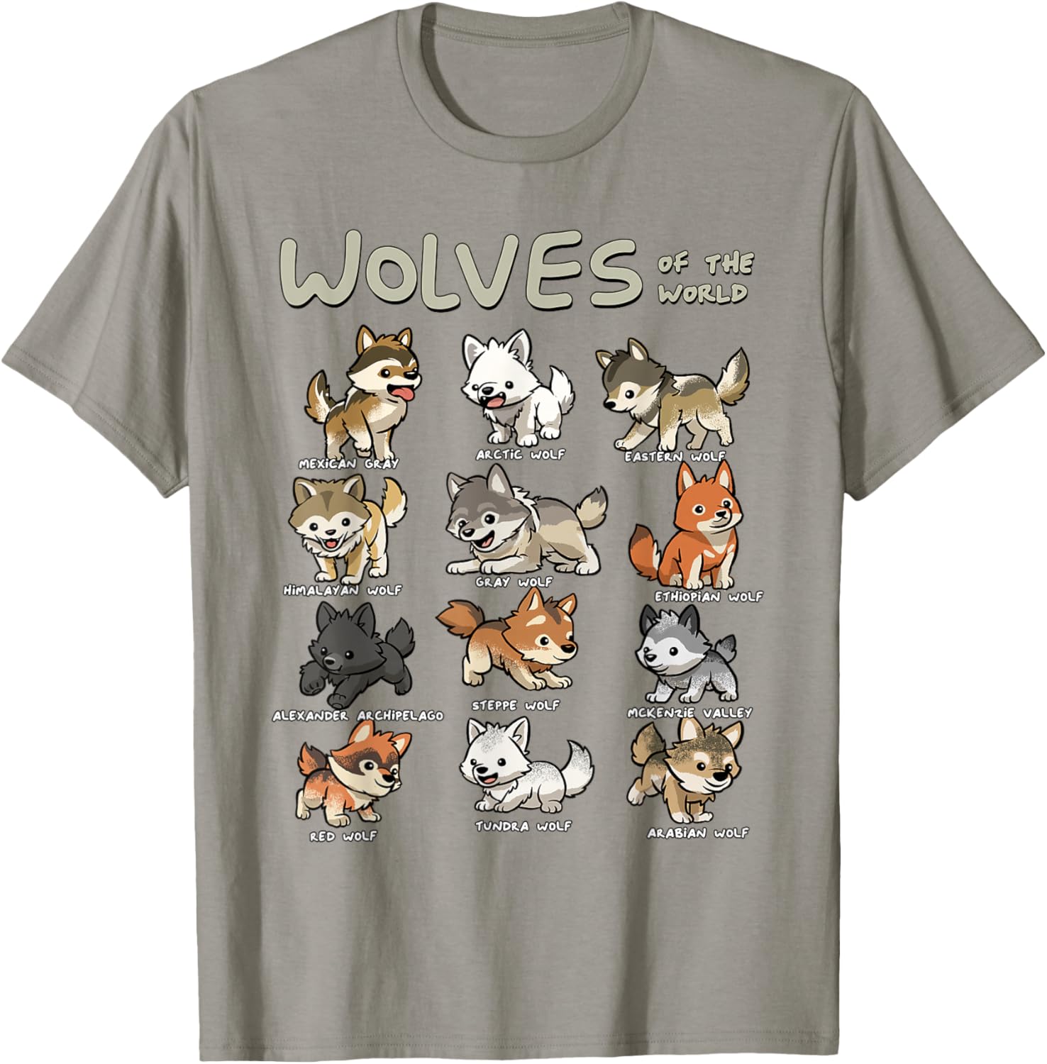 Charming Chibi Wolf T-Shirt for Animal Lovers - Cute Wolves Design - 26