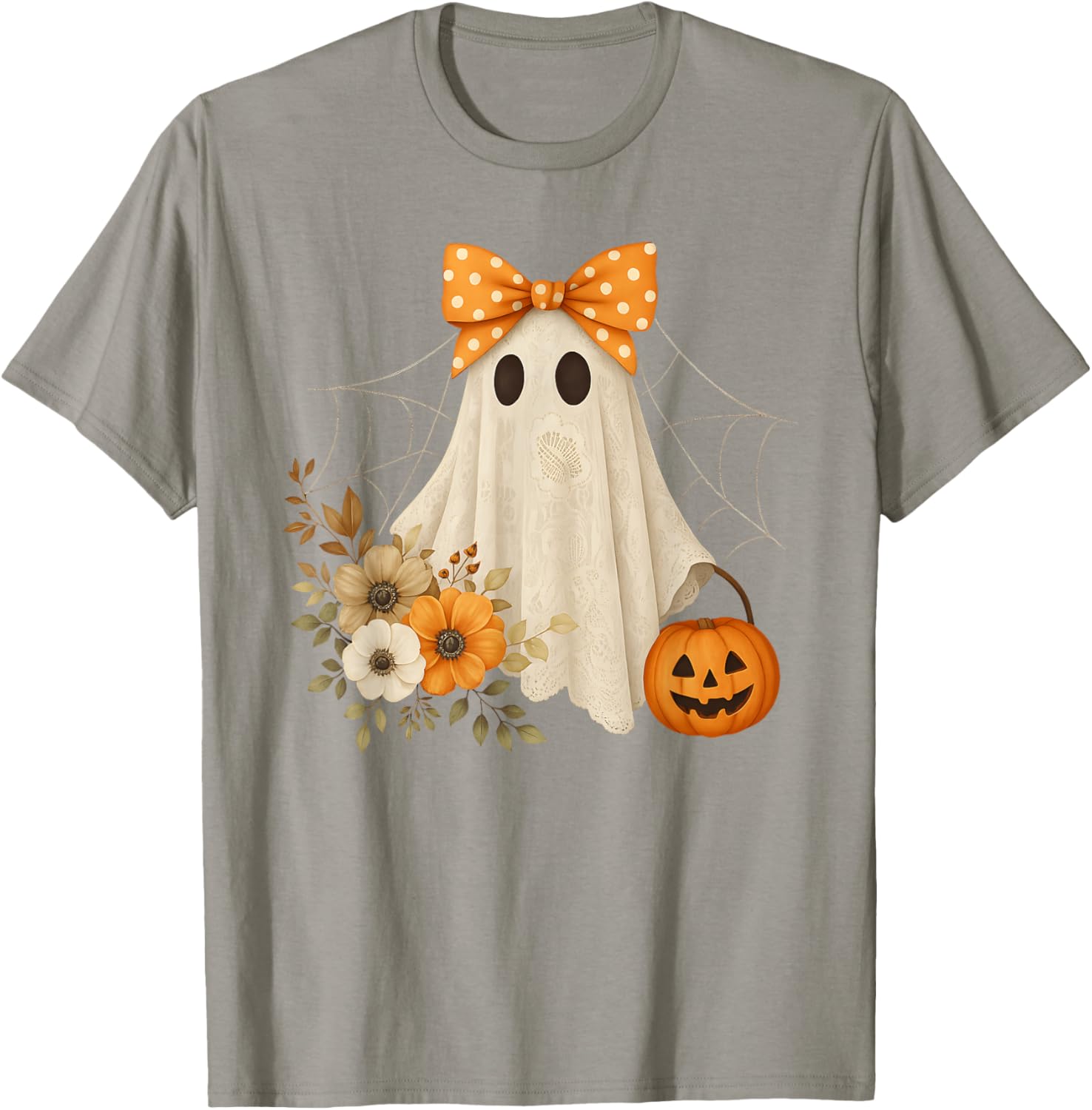 Coquette Ghost Halloween Flower Lace T-Shirt for a Spooky Look - 17
