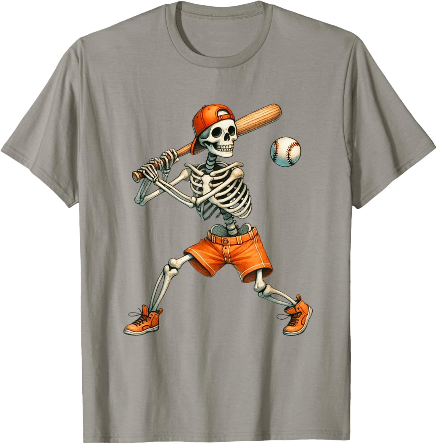 Funny Skeleton Baseball T-Shirt for Halloween Fun - Boys and Men Sizes - 11