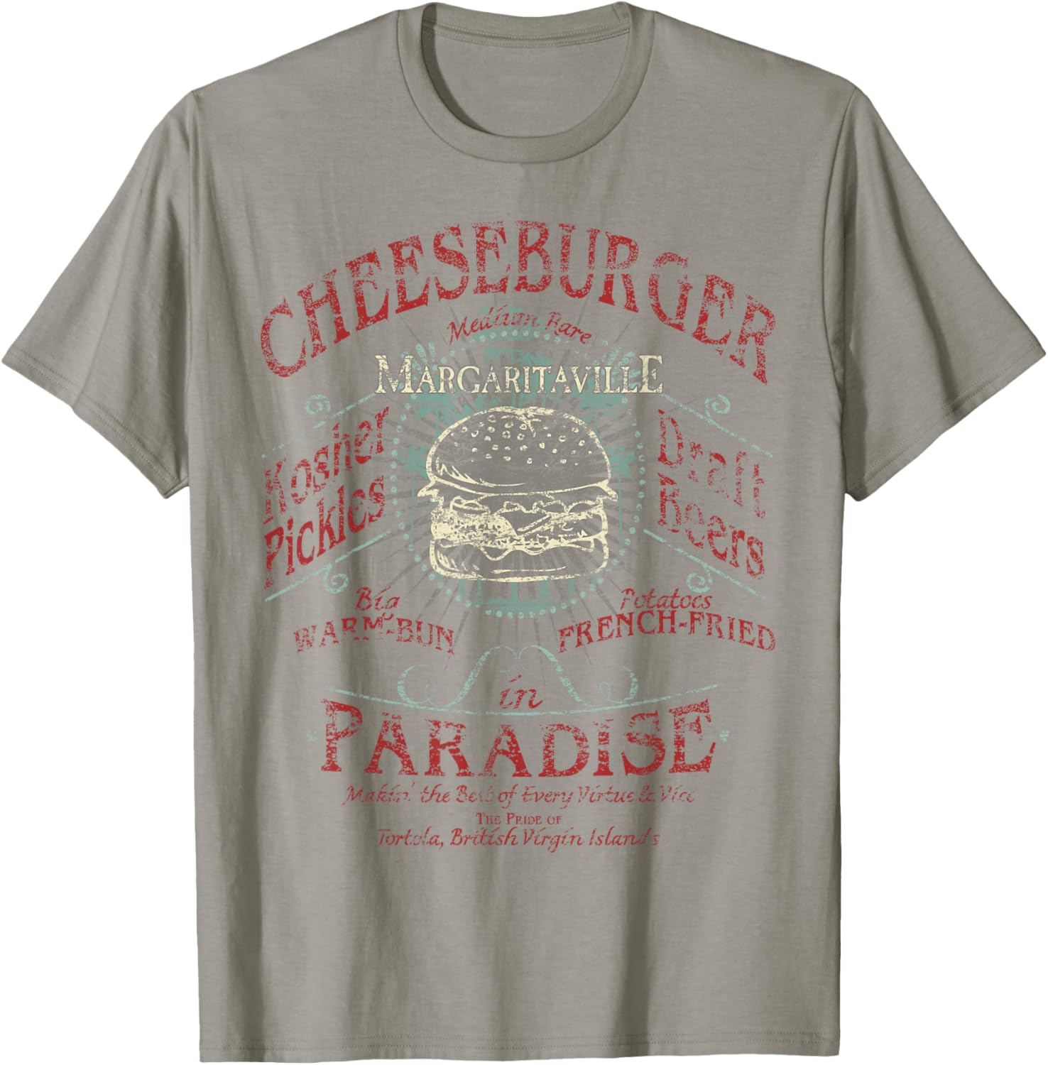 Margaritaville Cheeseburger in Paradise T-Shirt for Adults, Grey, Small - 7