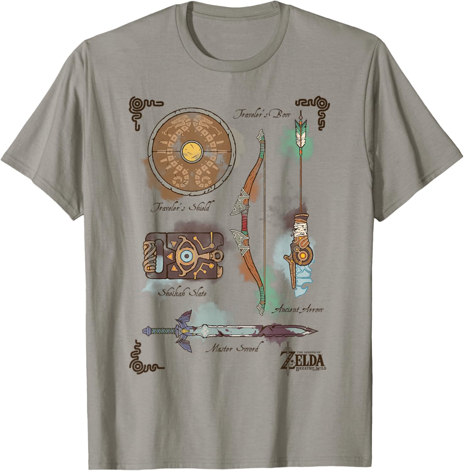 Zelda Breath of the Wild Link Inventory Graphic T-Shirt for Fans - 4