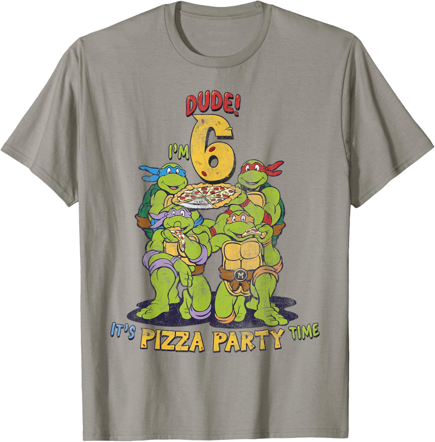 Cool TMNT I'm 6 Dude Pizza Birthday Party T-Shirt for Kids - 2