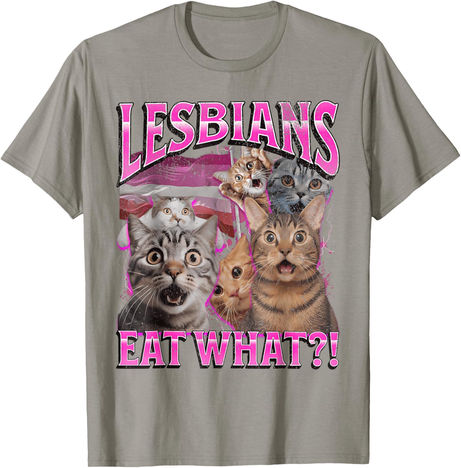 Funny Cat LGBTQ Pride T-Shirt with Lesbians Eat What Pun - Great Gift! - 14