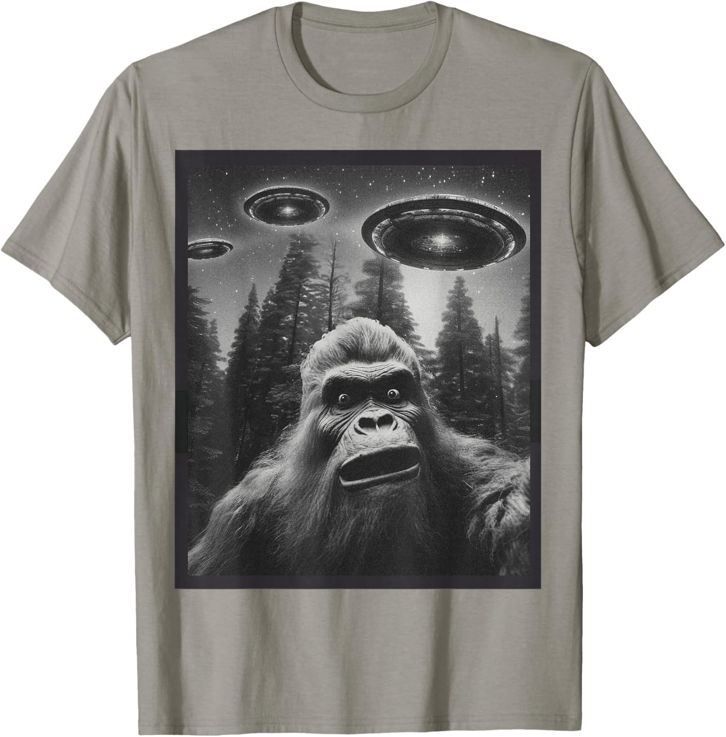 Funny Bigfoot Alien Cat Graphic Tee for Men and Women - Unique T-Shirt - 6