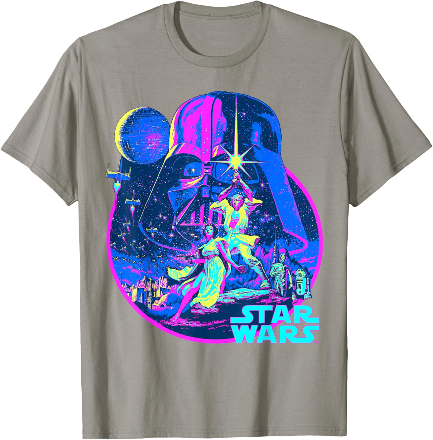 Star Wars Neon Poster T-Shirt for Fans of Disney Classic Adventure - 15