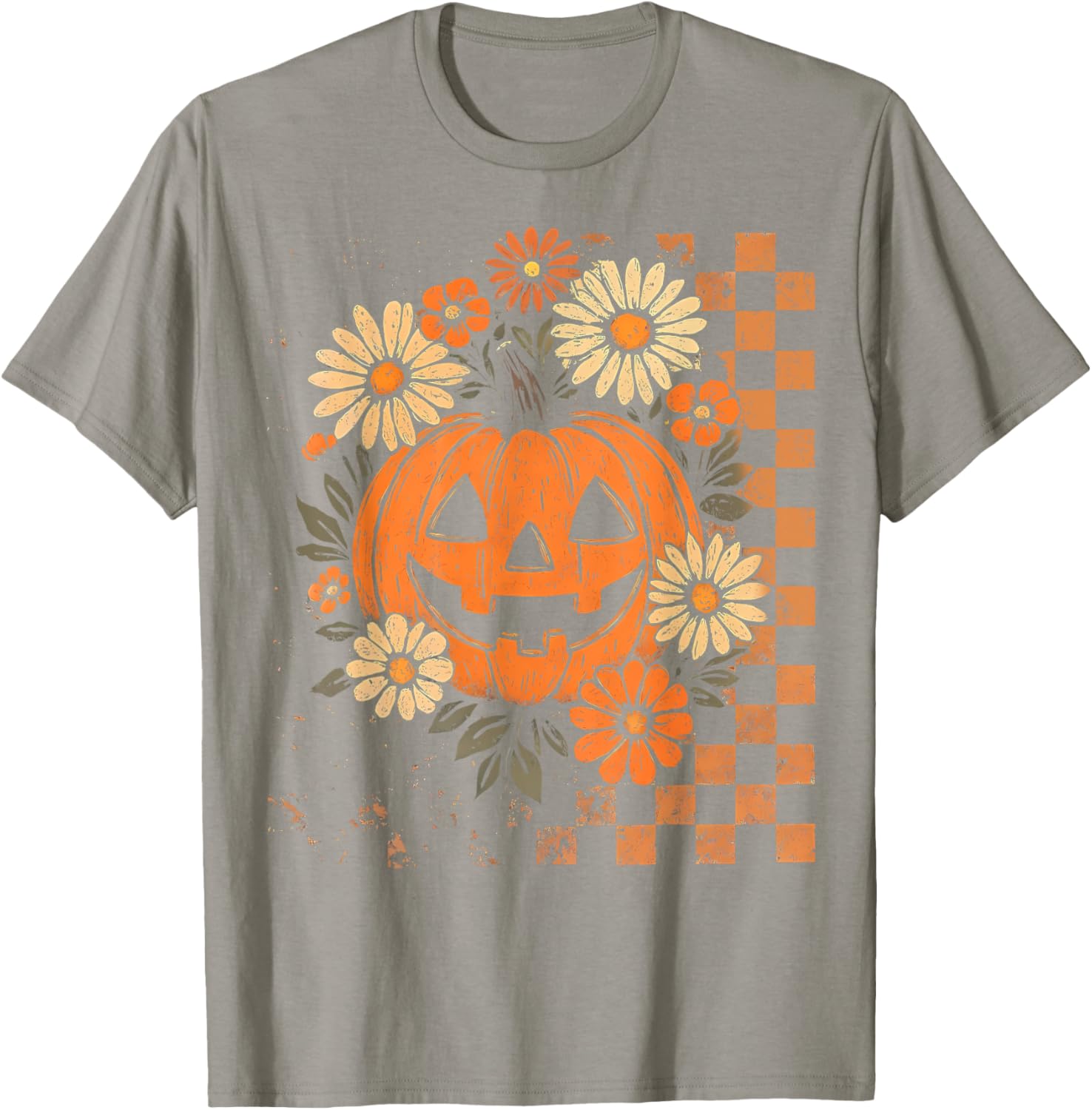 Vintage Floral Boho Pumpkin Halloween T-Shirt for Fall Fun - 4