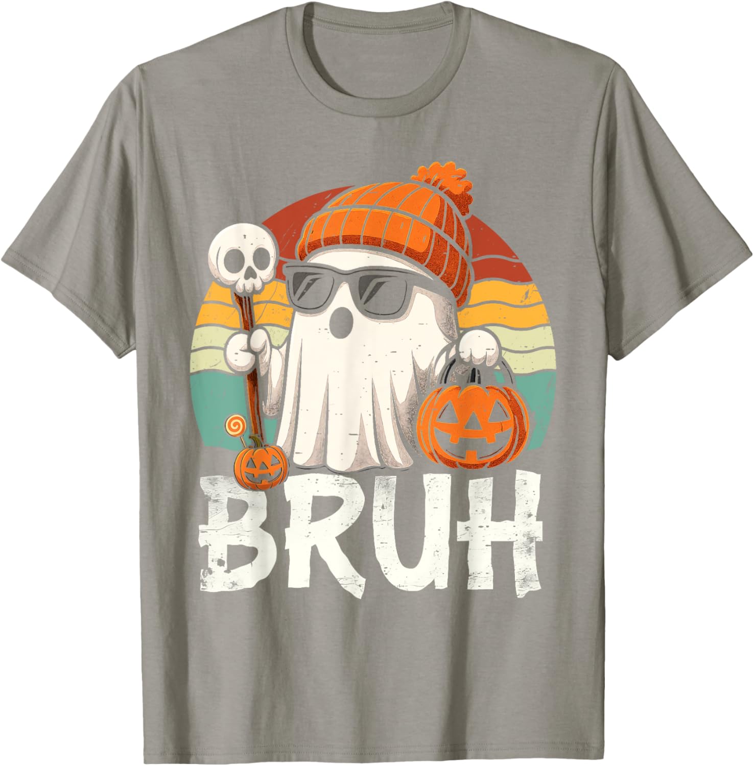 Cute Bruh Ghost Trick or Treat Kids T-Shirt for Halloween Fun - 15