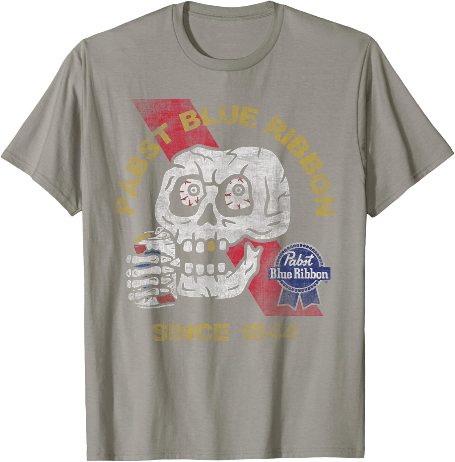 Weathered Pabst Beer Skull T-Shirt Vintage Style Since 1844 - 6