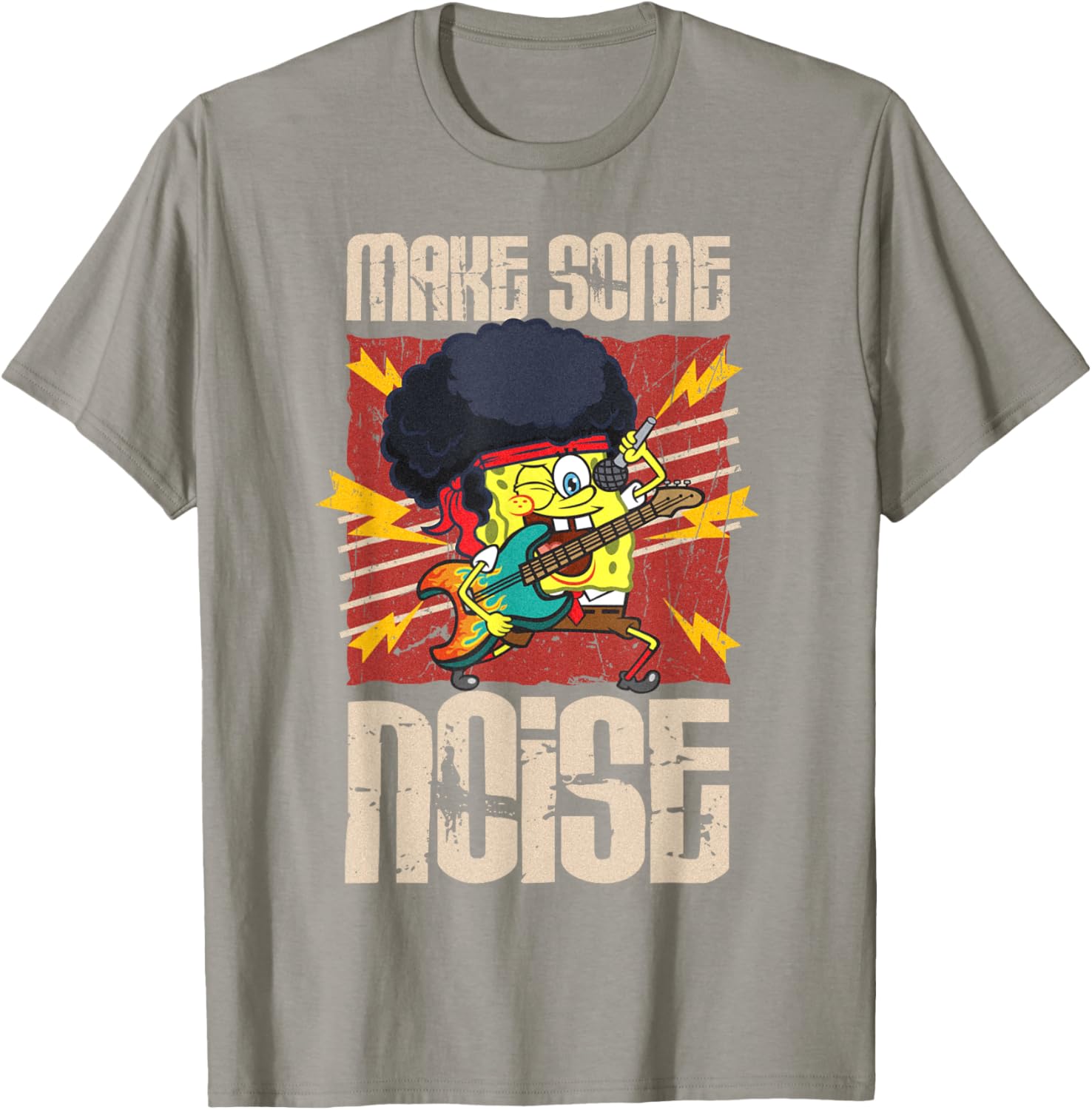 Mademark SpongeBob Make Some Noise Rock and Roll Retro T-Shirt - 9