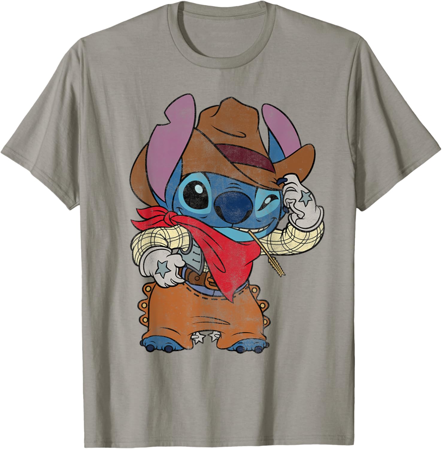Disney Stitch Cowboy Costume T-Shirt Vintage Western Style Apparel - 12