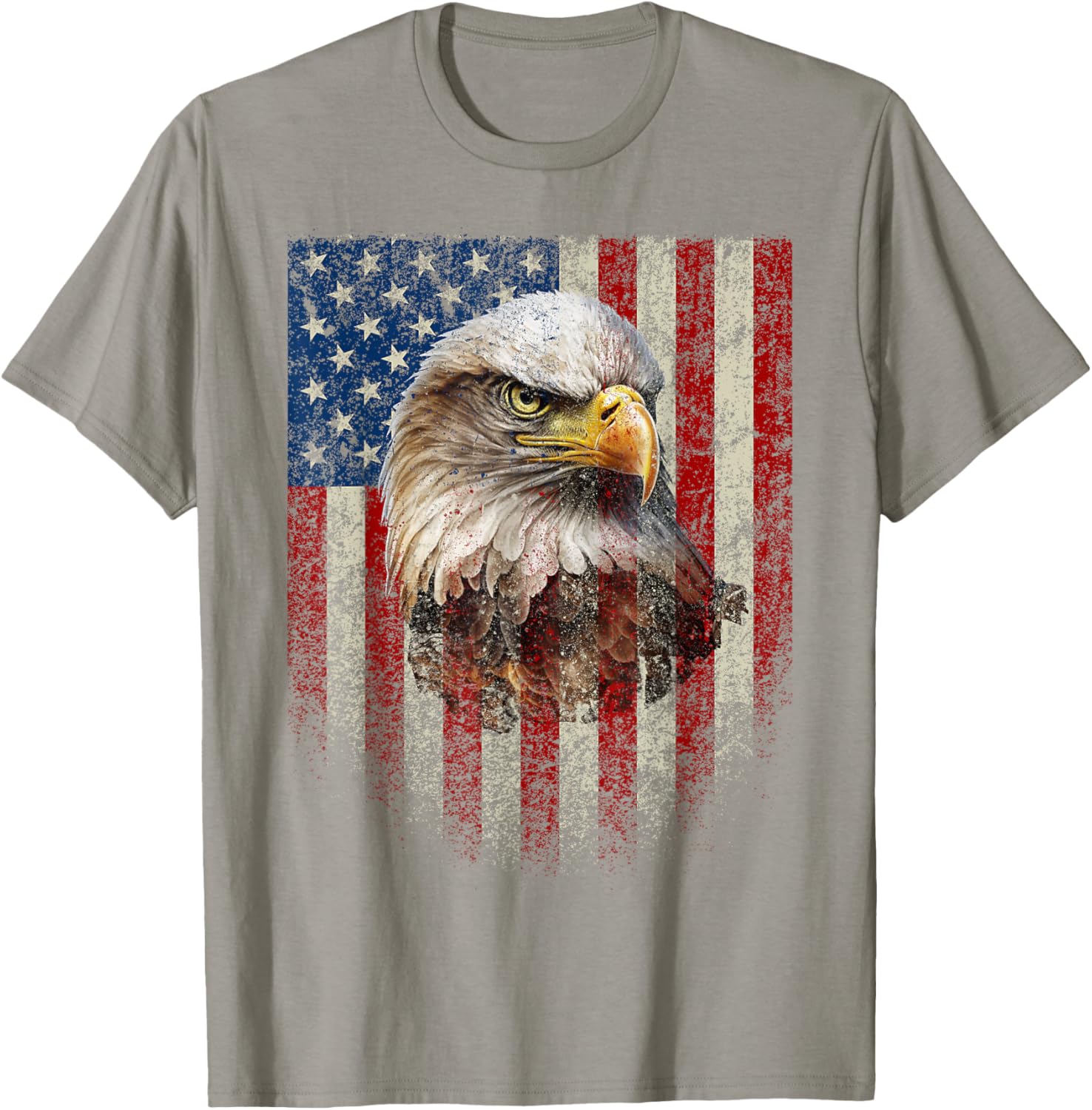 American Flag Bald Eagle T-Shirt Patriotic Red White Blue Apparel - 13