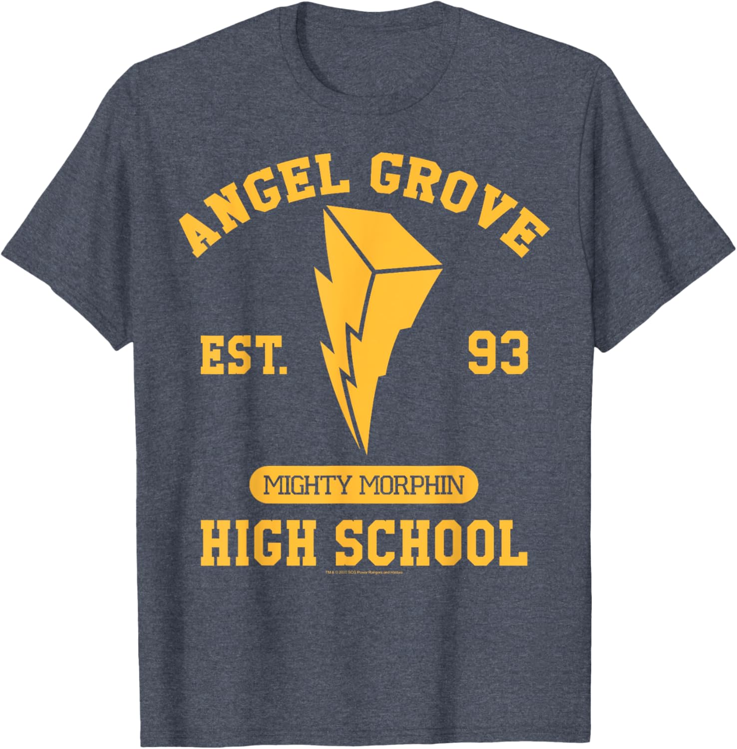 Power Rangers Angel Grove High School Gold T-Shirt - Fun Collegiate Apparel - 8