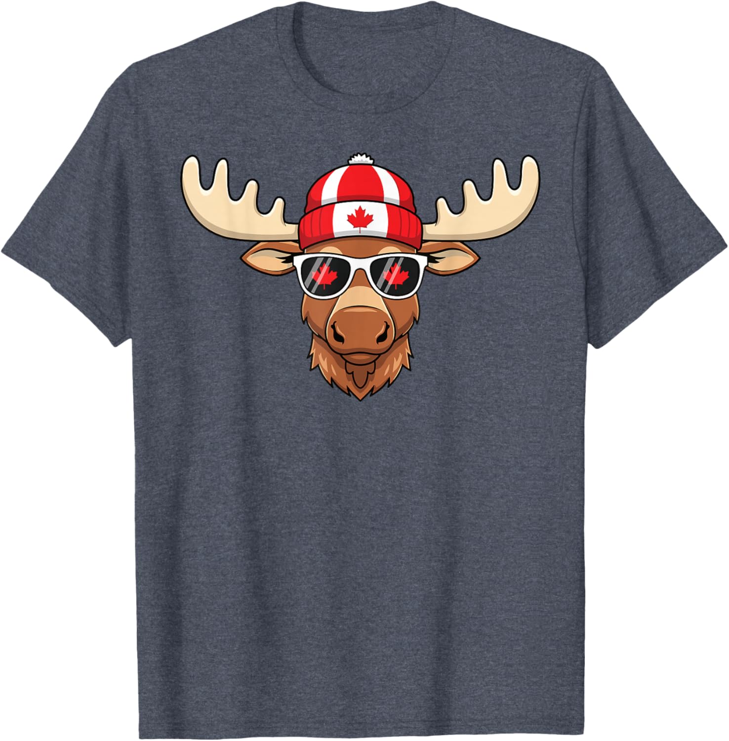 Canada Day Moose Sunglasses T-Shirt with Maple Leaf and Flag Design - 10