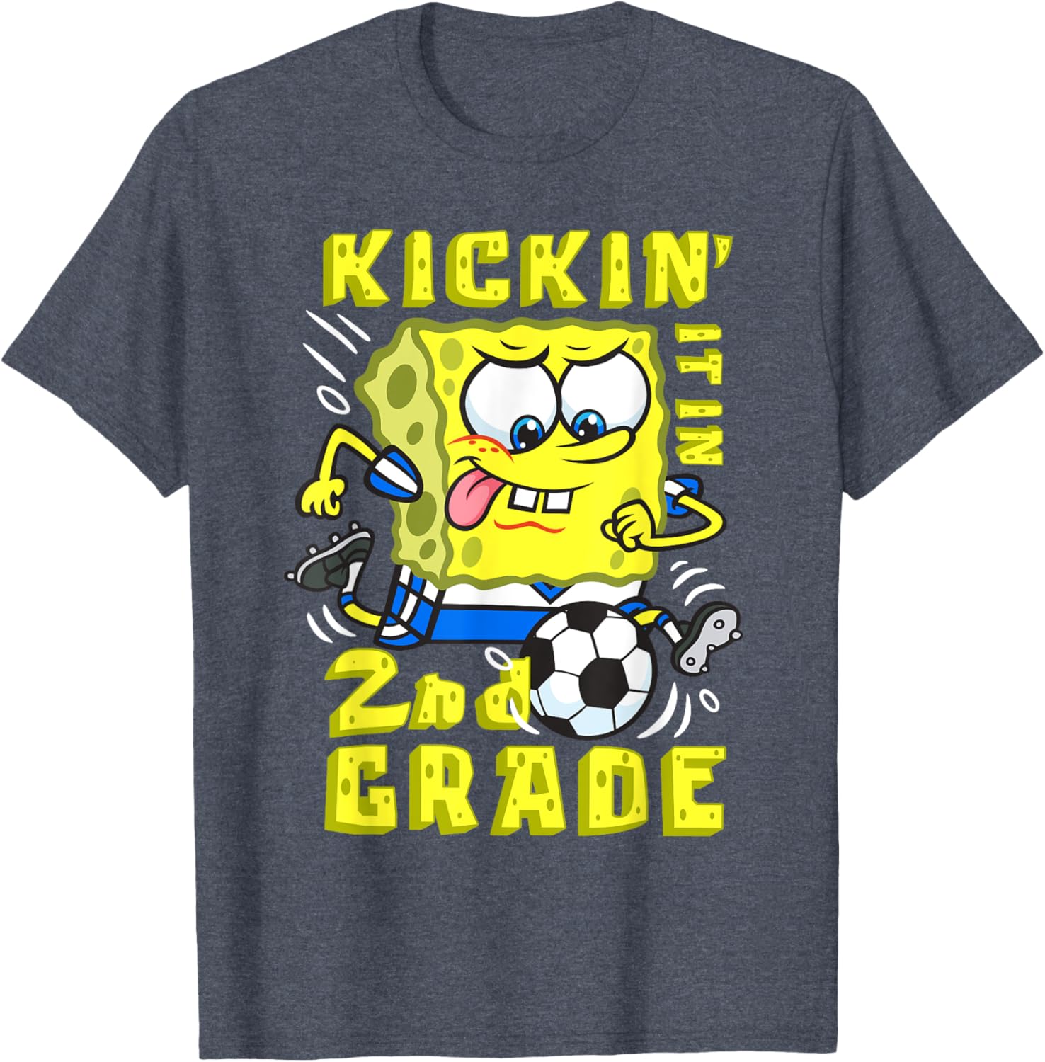 SpongeBob SquarePants Kickin It In 2nd Grade Soccer T-Shirt Gift for Kids - 7