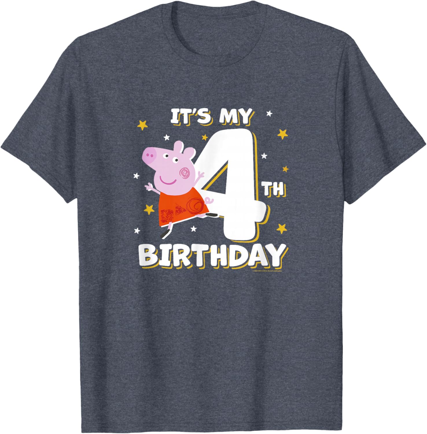 Peppa Pig 4th Birthday Holiday Stars Celebration T-Shirt for Kids - 7