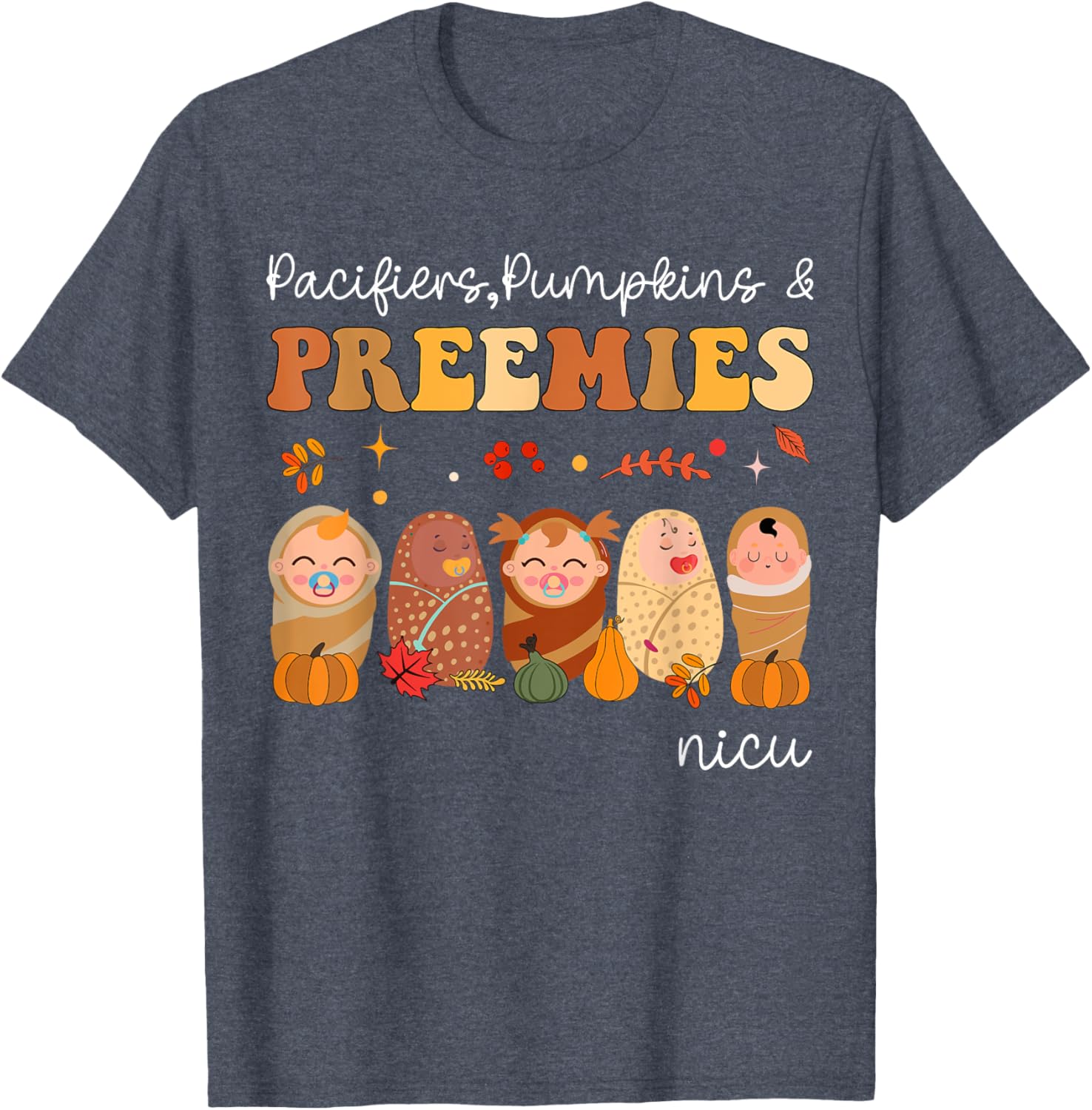 Cute Pumpkin Design NICU Nurse Halloween T-Shirt for Preemies and Caregivers - 2