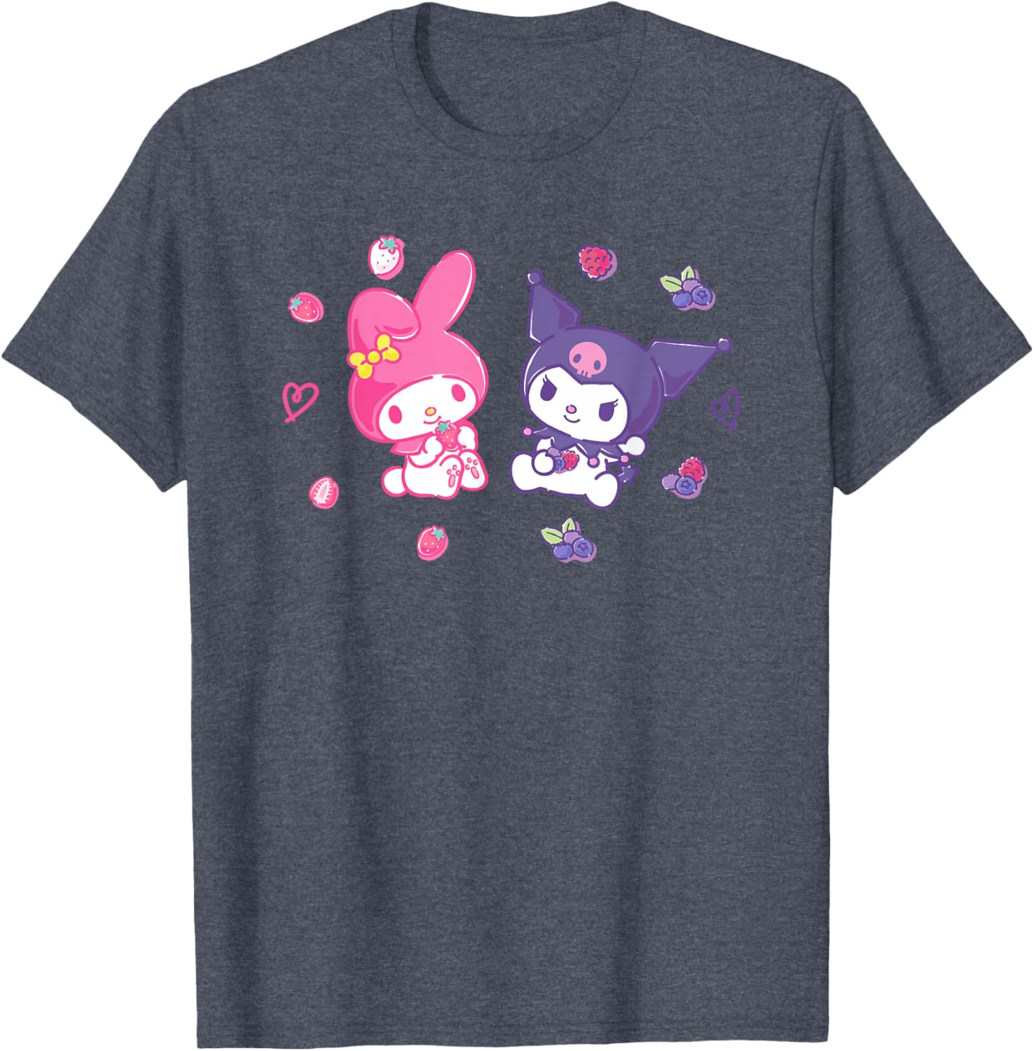 Sanrio Kuromi and My Melody Berry T-Shirt for Kids, Small Black Design - 5