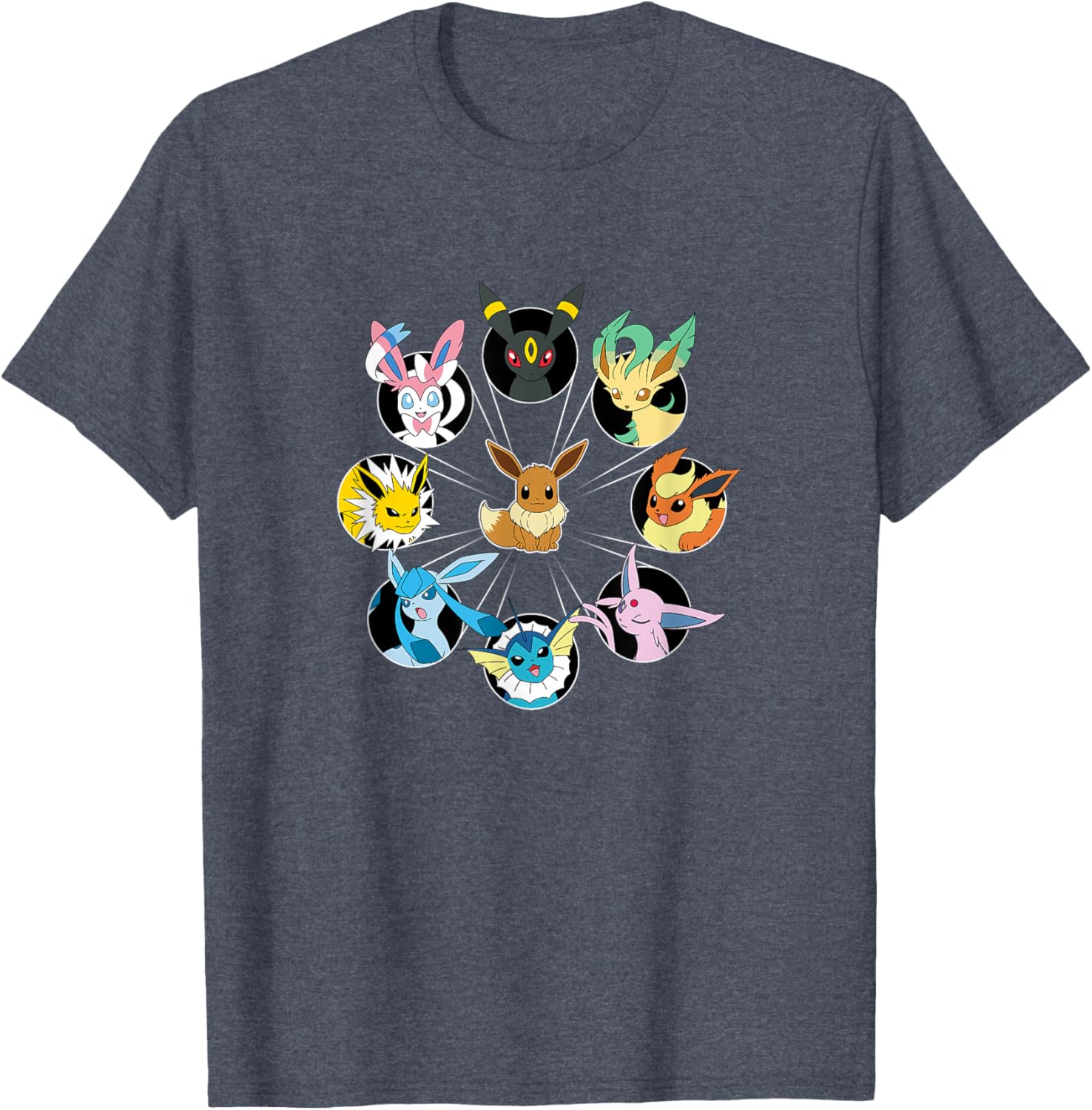 Eevee Evolution Circle T-Shirt for Pokémon Fans - Stylish Casual Wear - 10