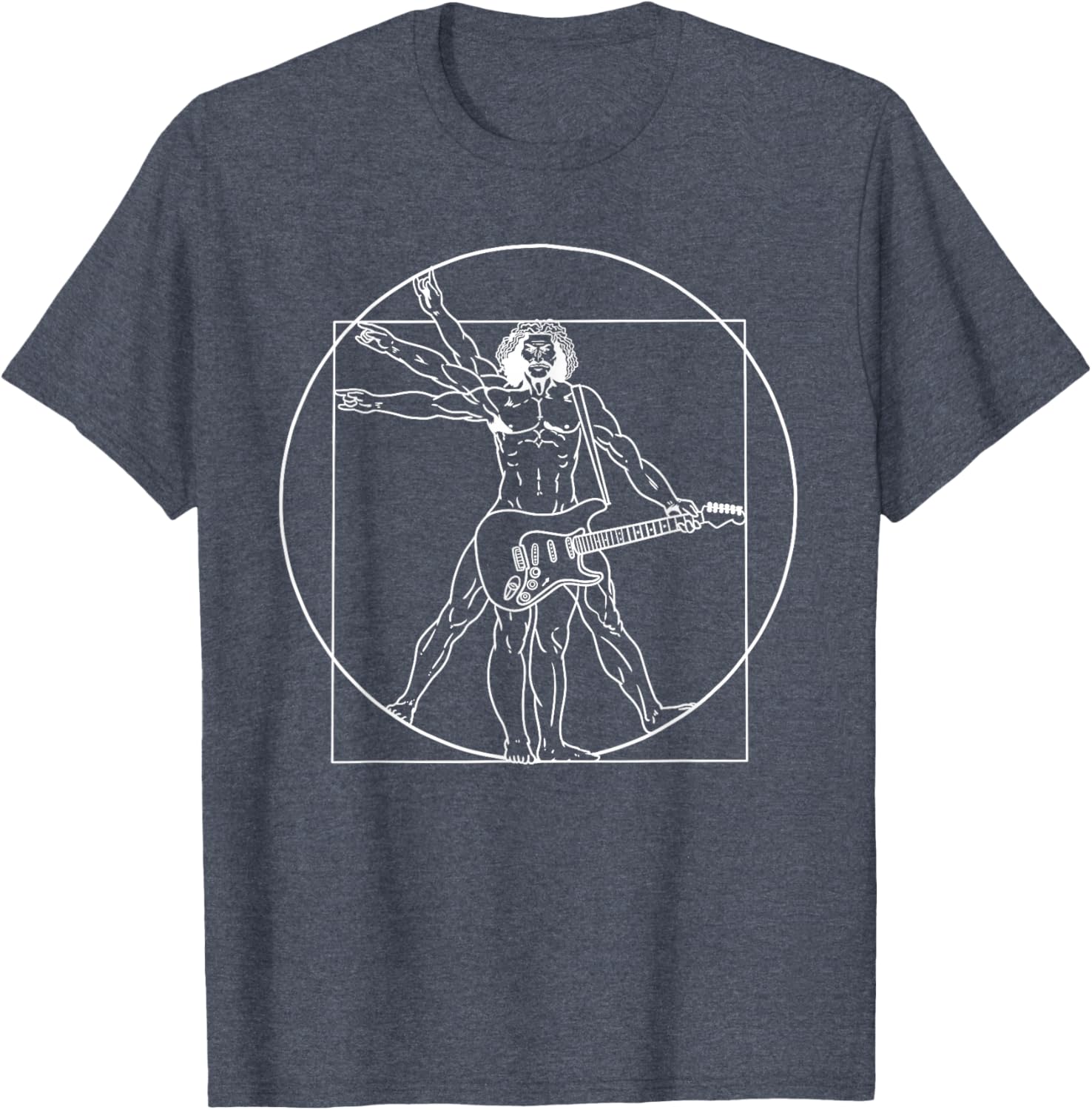 Guitar Da Vinci Vitruvian Man Musician T-Shirt for Guitar Lovers - 11