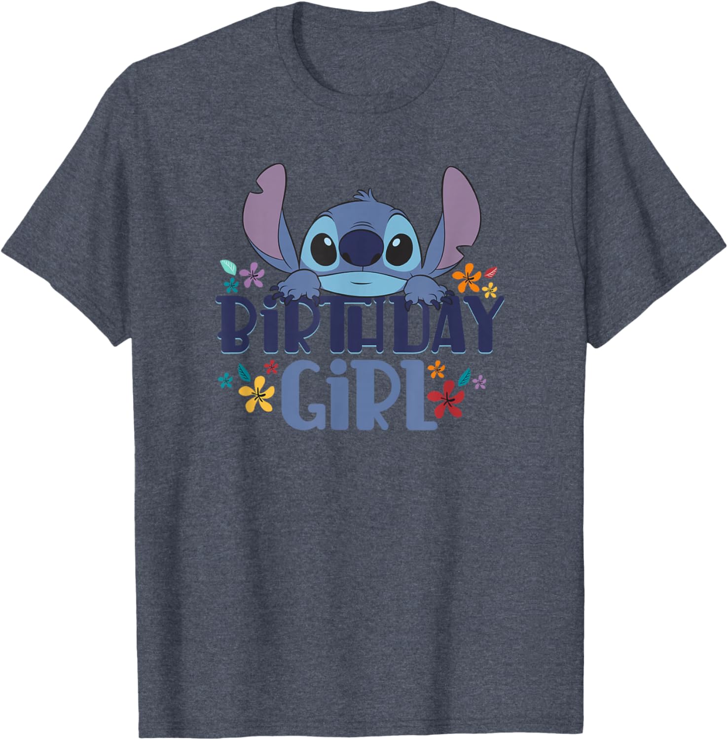 Disney Lilo & Stitch Birthday Girl Retro Floral Logo T-Shirt for Kids - 13