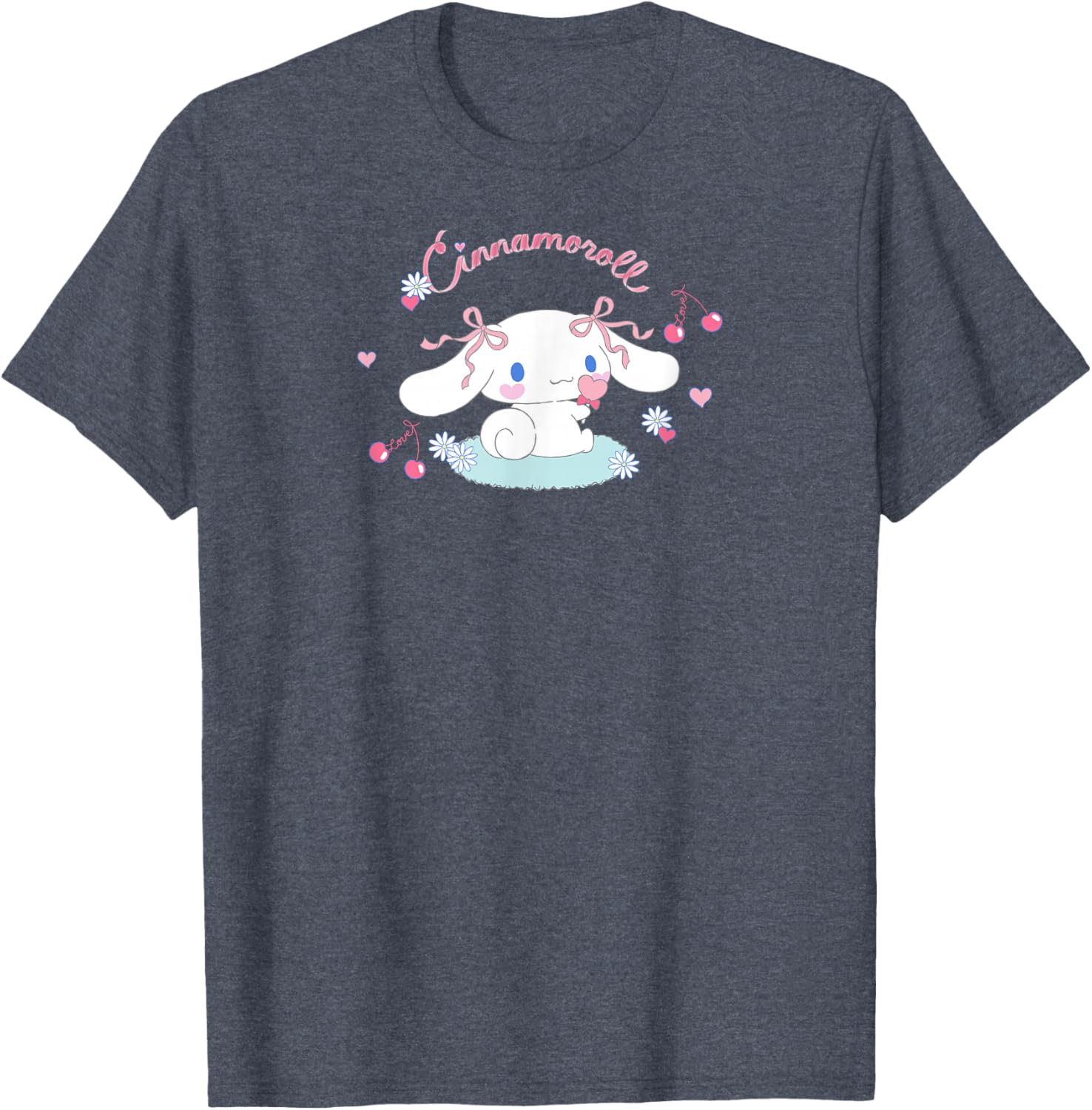 Cute SANRIO Cinnamoroll Cherry Love T-Shirt for All Seasons - White Small - 7