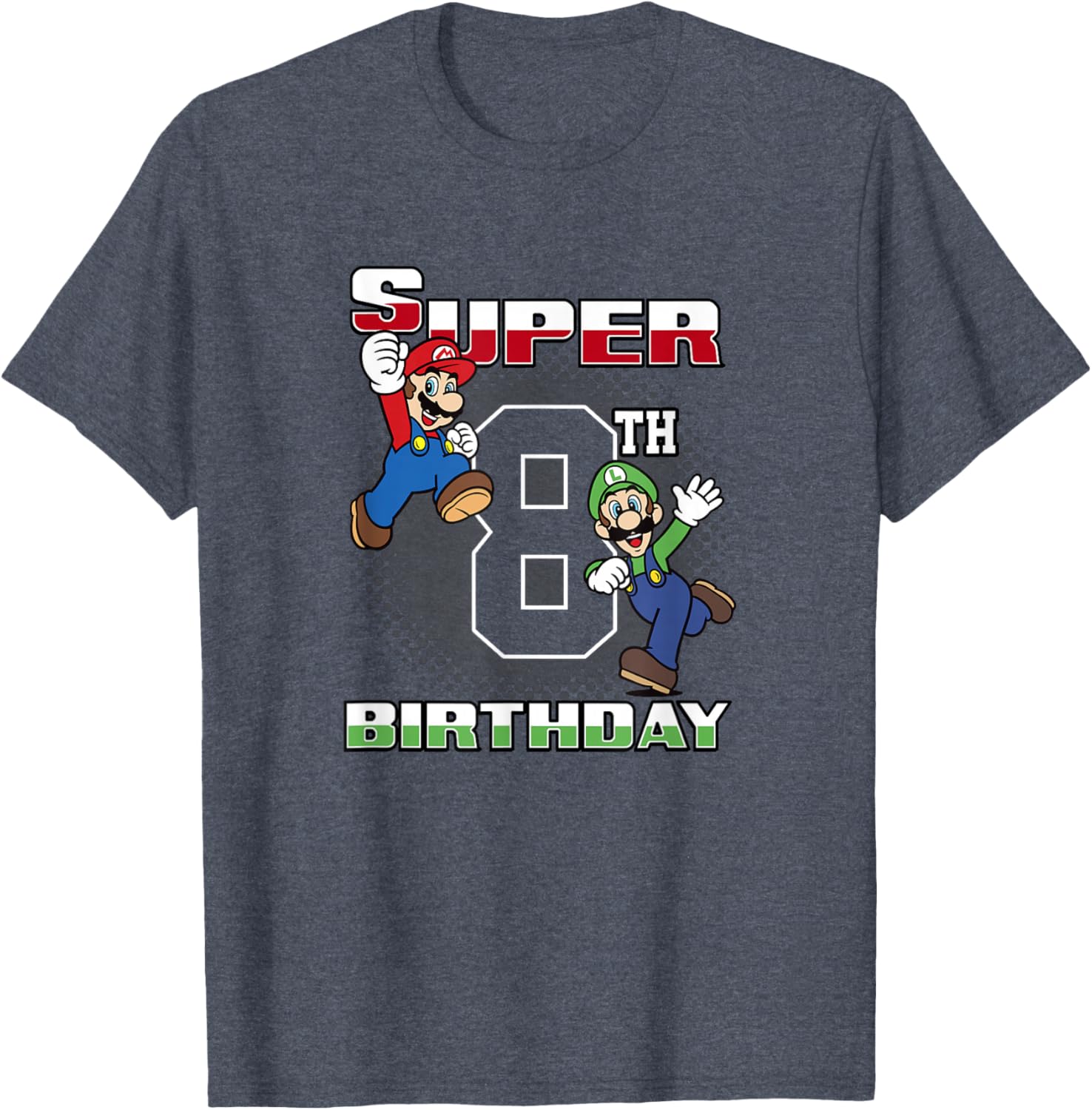 Super Mario Bros Birthday T-Shirt for 8th Birthday Fun with Mario & Luigi - 7