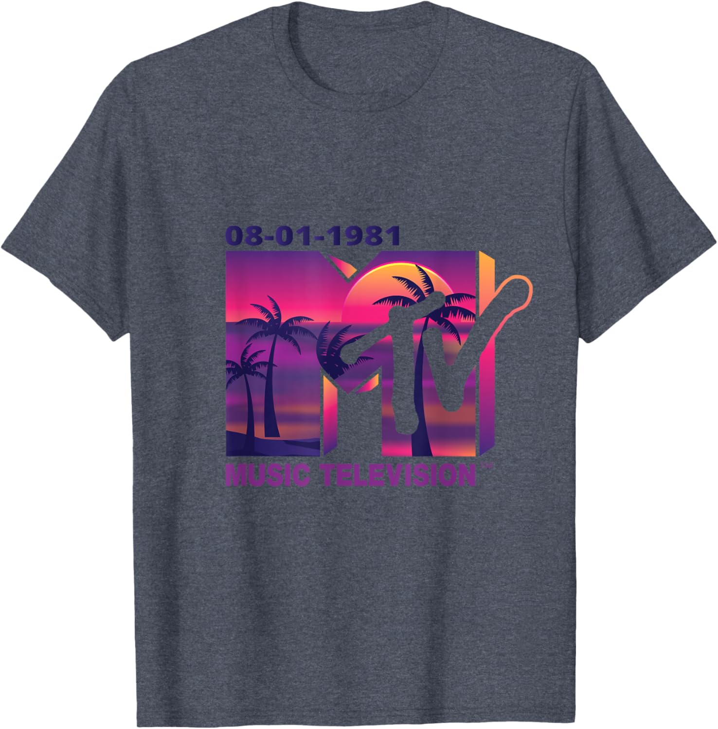 Mademark x MTV 1981 Logo T-Shirt with Purple Palms in Sunset Design - 18