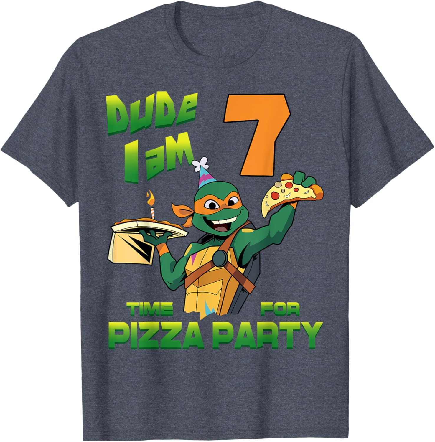 Mademark TMNT Birthday T-Shirt for Kids - Mikey Pizza Party 7 Years Old - 17