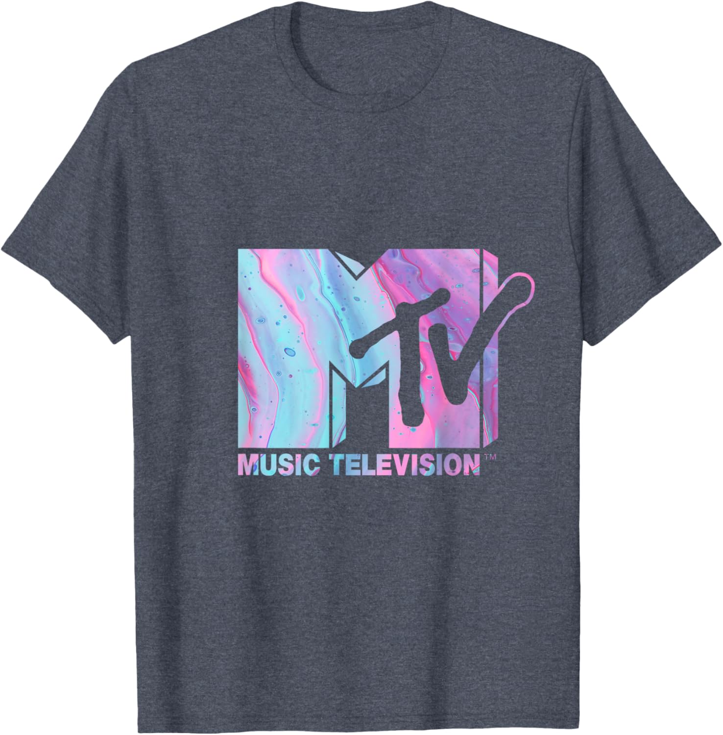 Mademark x MTV Fluid Logo T-Shirt in Pink and Blue for Stylish Wear - 7