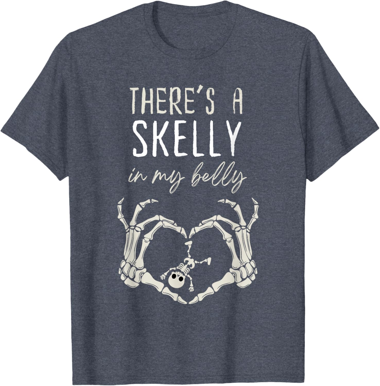 Funny Skeleton Skelly in My Belly Pregnant Halloween T-Shirt for Moms - 5