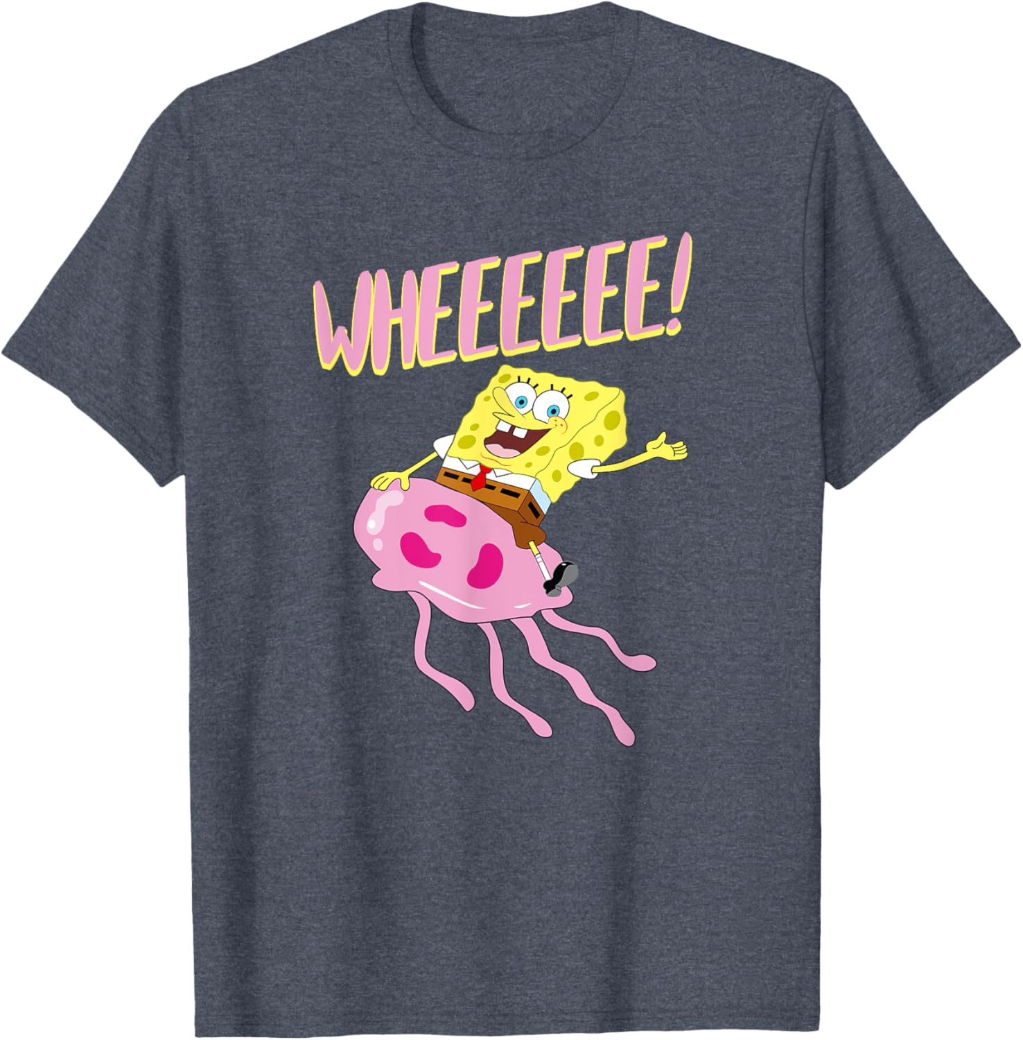 SpongeBob Riding Jellyfish Wheeeeee T-Shirt by Mademark Fun Apparel - 2